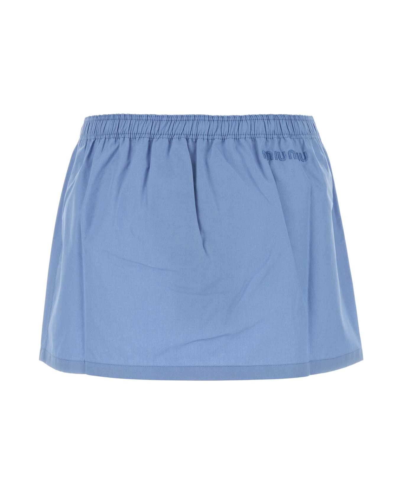 Miu Miu Air Force Blue Poplin Mini Skirt - AZZURRO