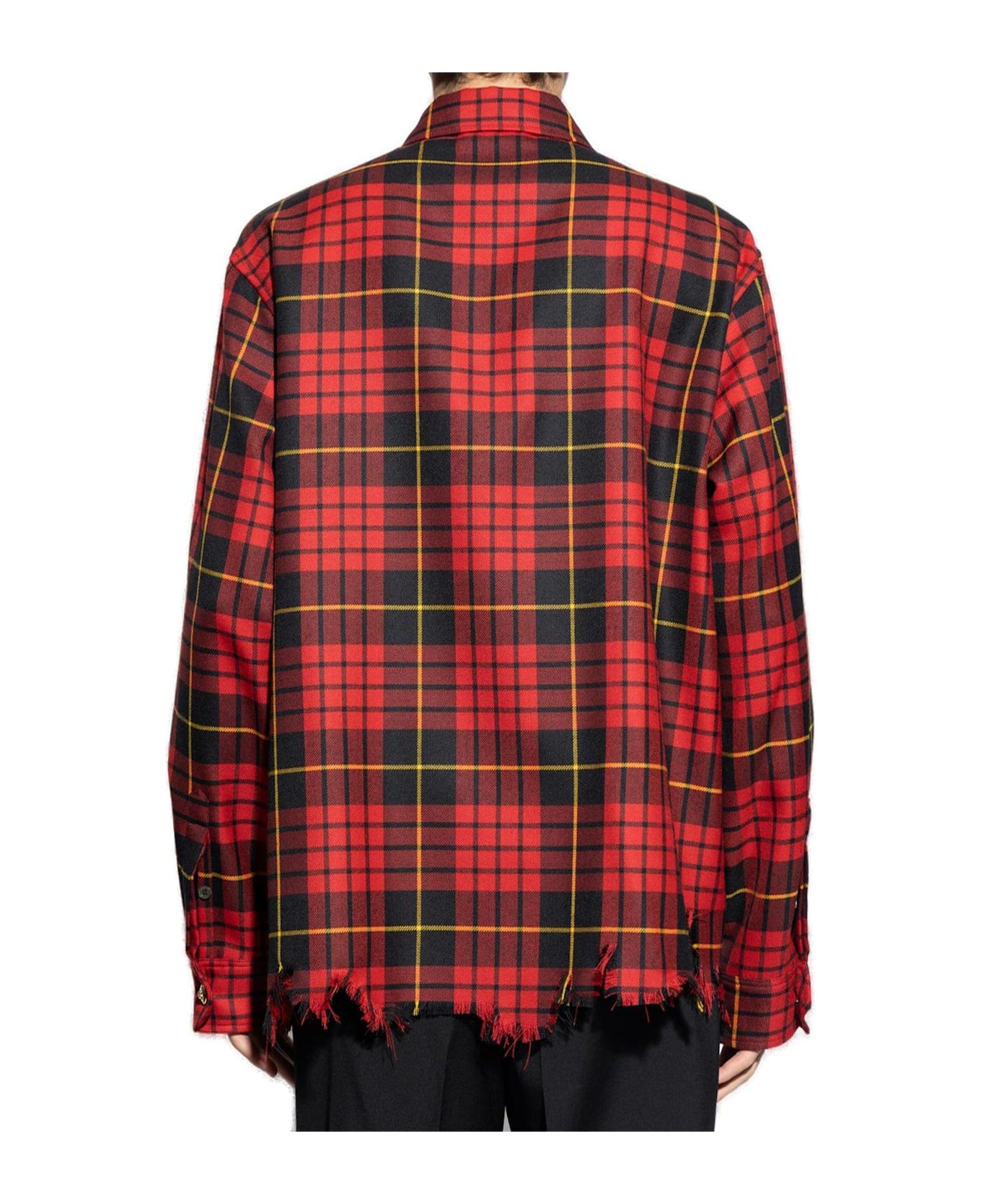 Alexander McQueen Distressed Tartan Overshirt - RED