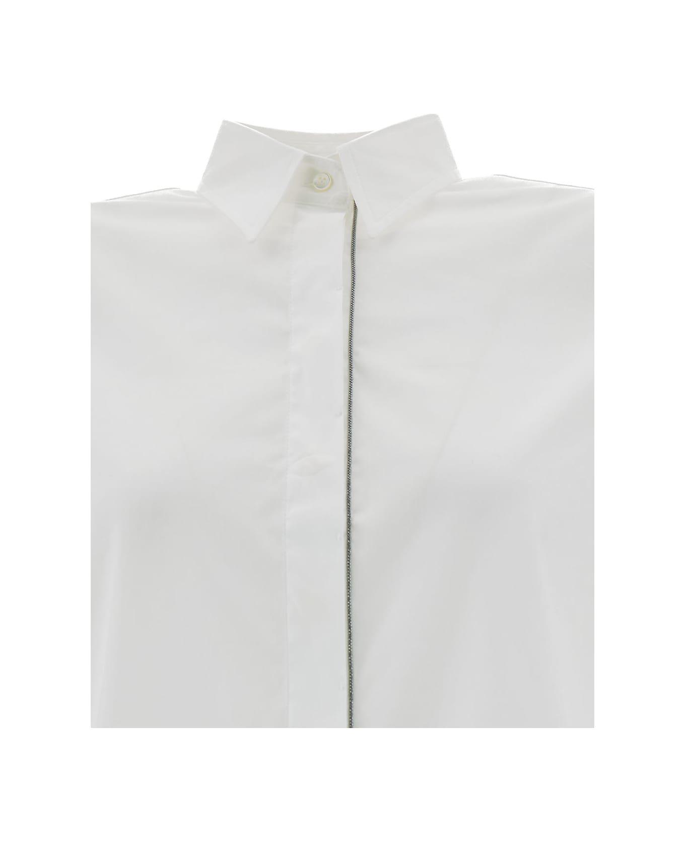 Brunello Cucinelli Straight-point Collared Buttoned Shirt - White