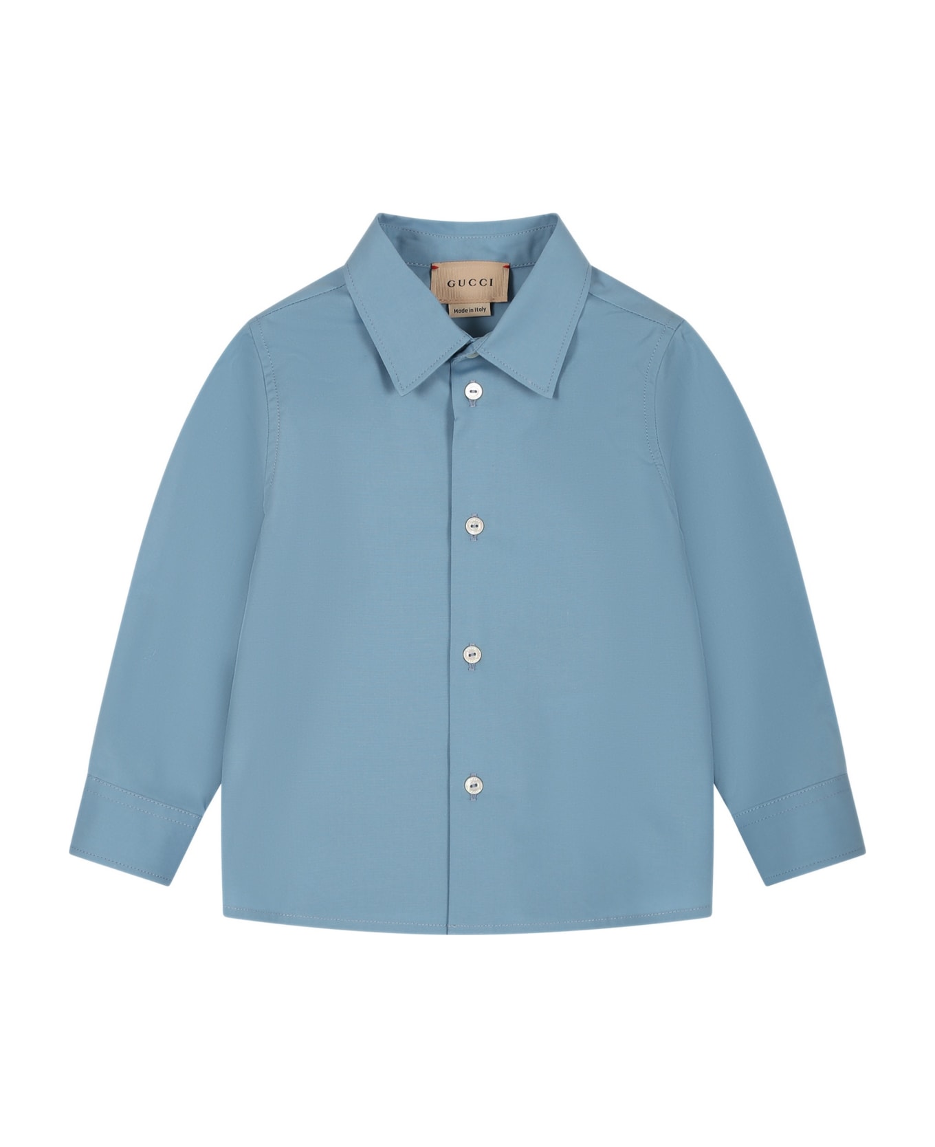 Gucci Light Blue Shirt For Baby Boy With Double G - Light Blue シャツ