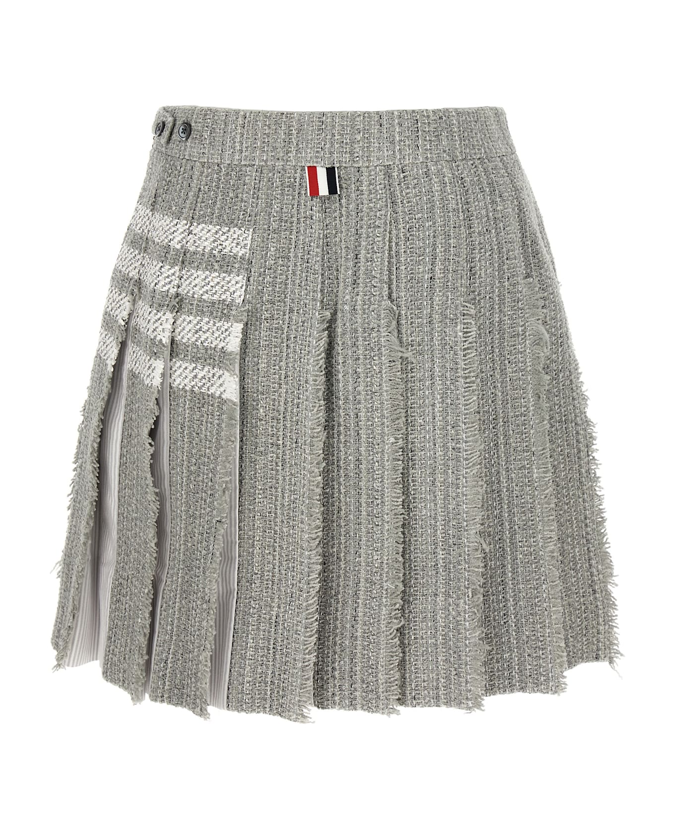 Thom Browne Pleated Tweed Skirt - Gray