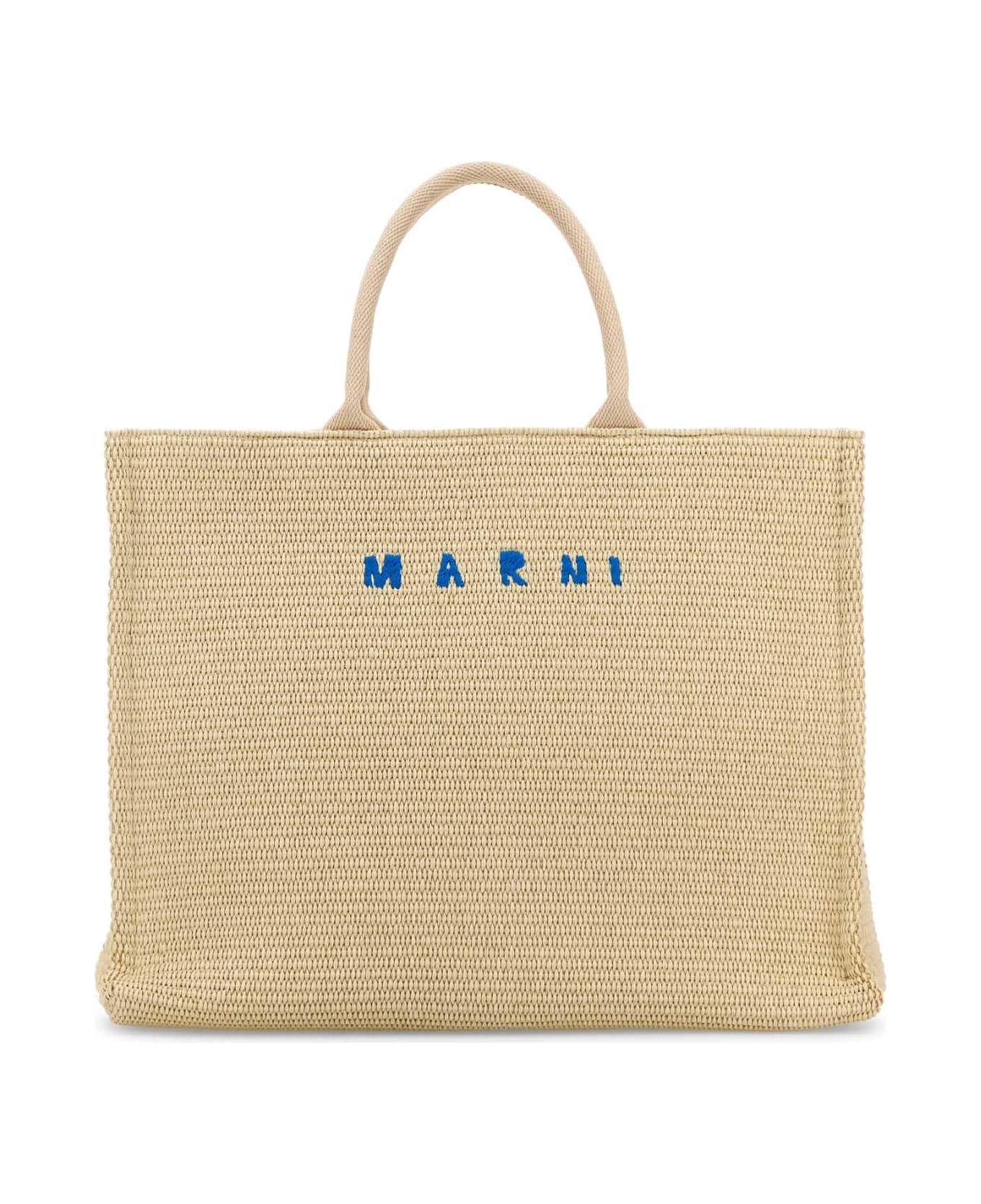 Marni Ivory Raffia Shopping Bag - SILKWHITE