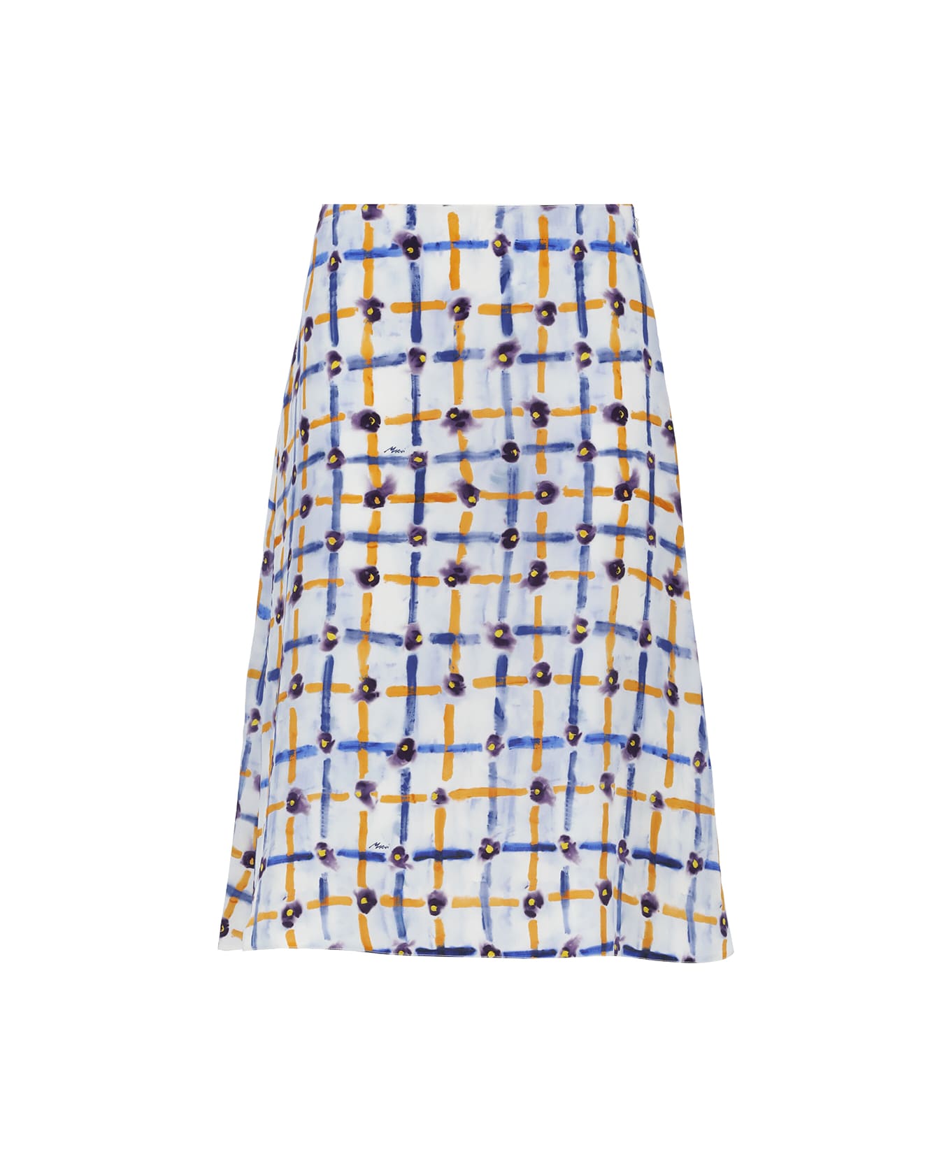 Marni Midi A-line Pattern Skirt - Light Blue