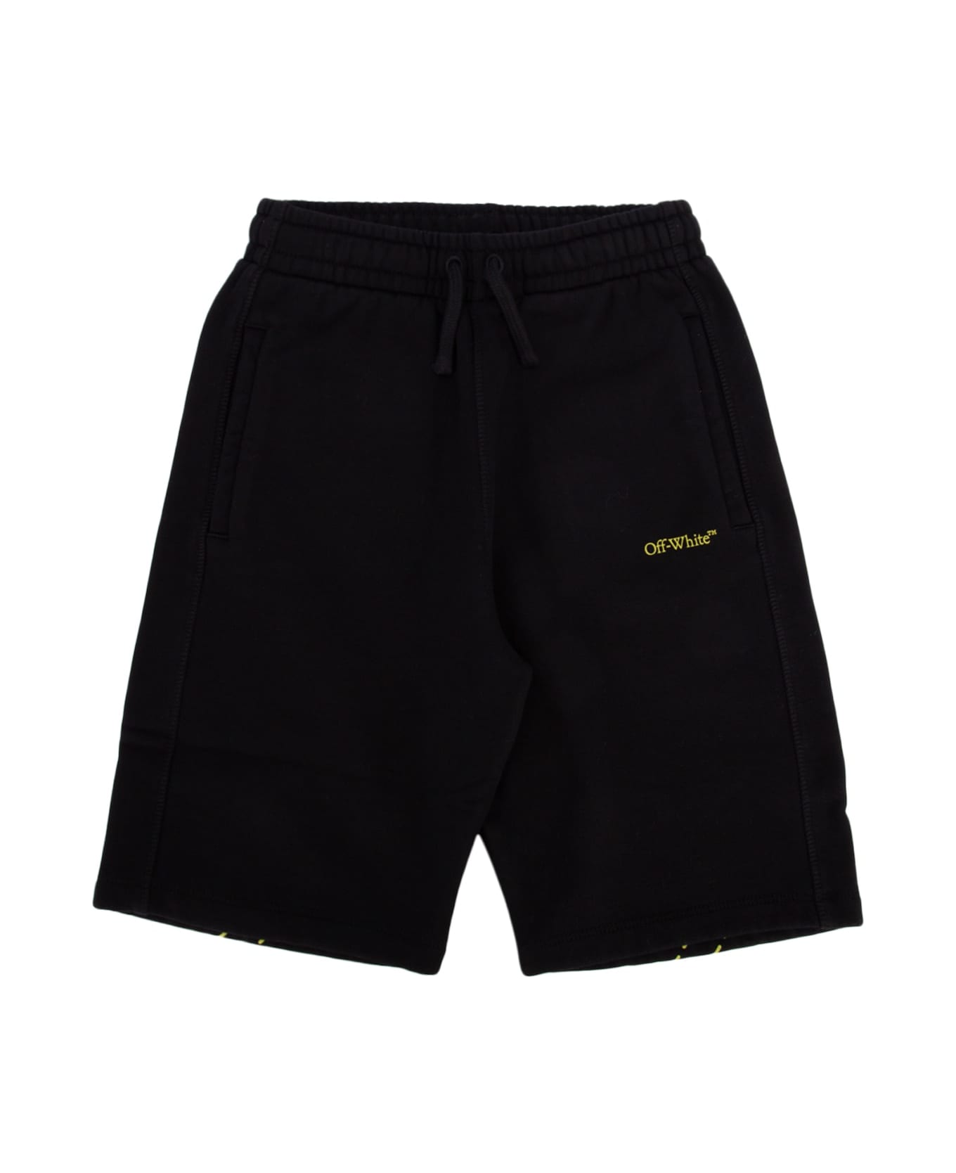 Off-White Bookish Diag Sweatshort Black Lime - BLACKLI