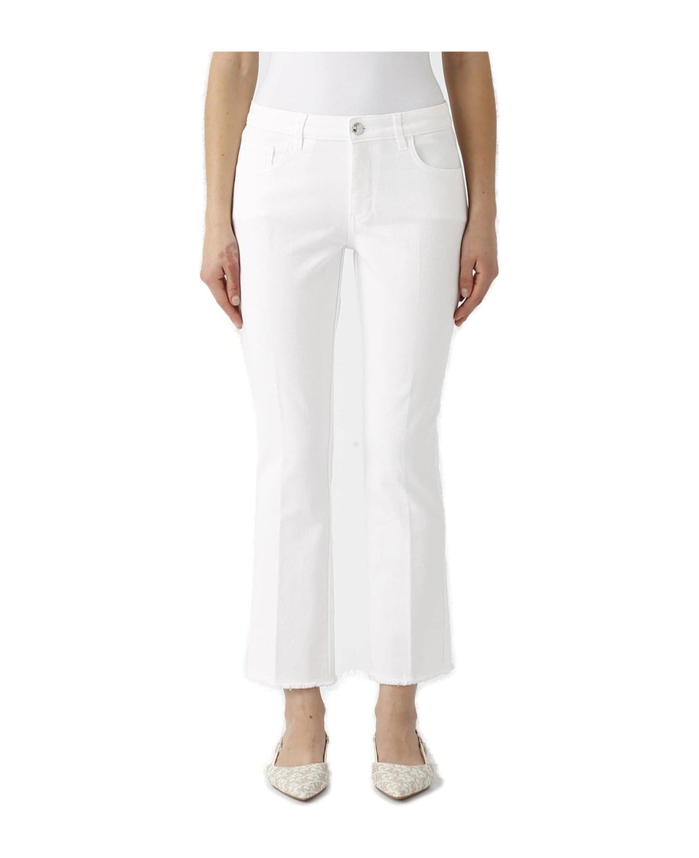 Fay Logo-patch Mid-rise Cropped Jeans - Bianco