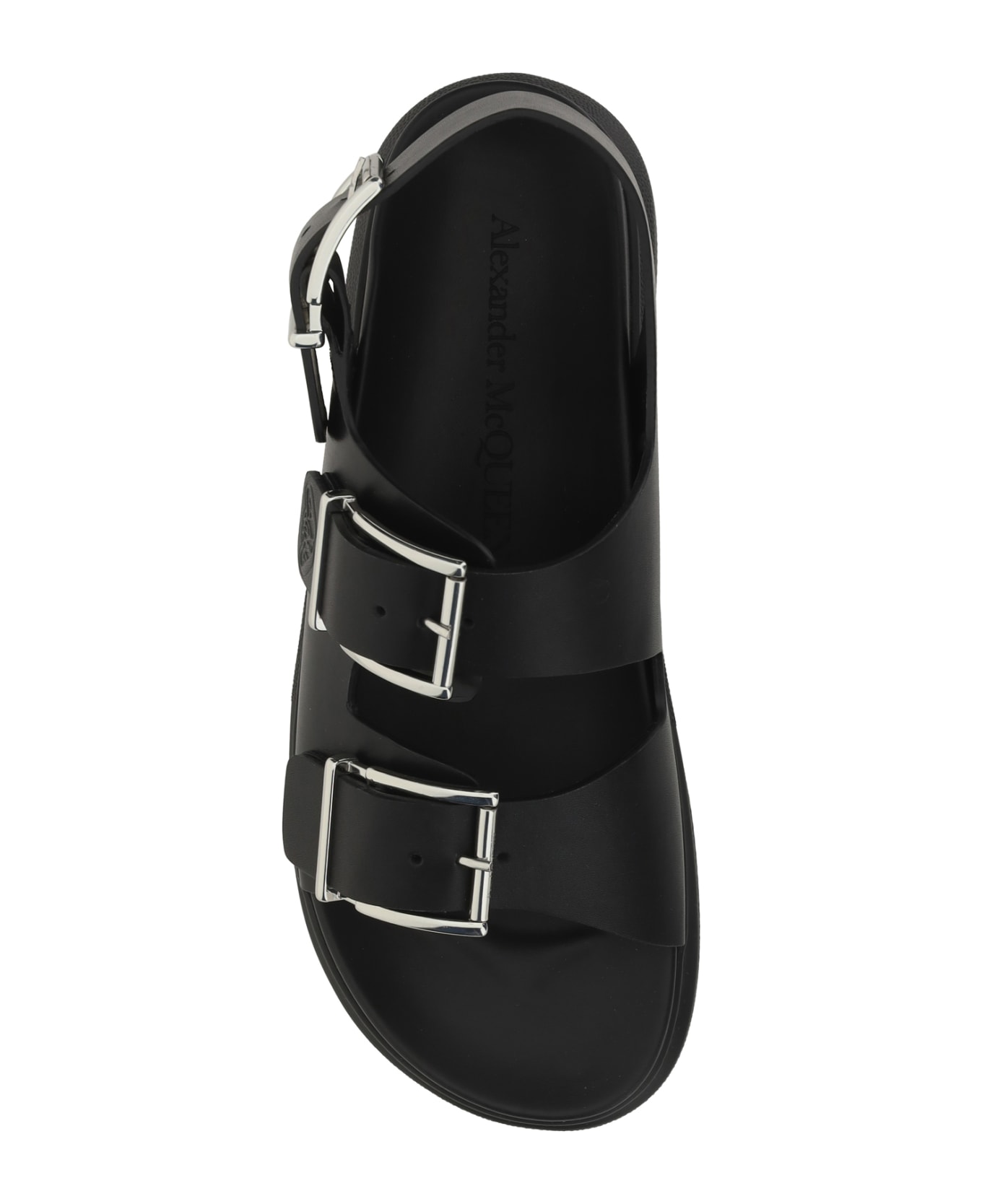 Alexander McQueen Leather Sandal - Black/silver