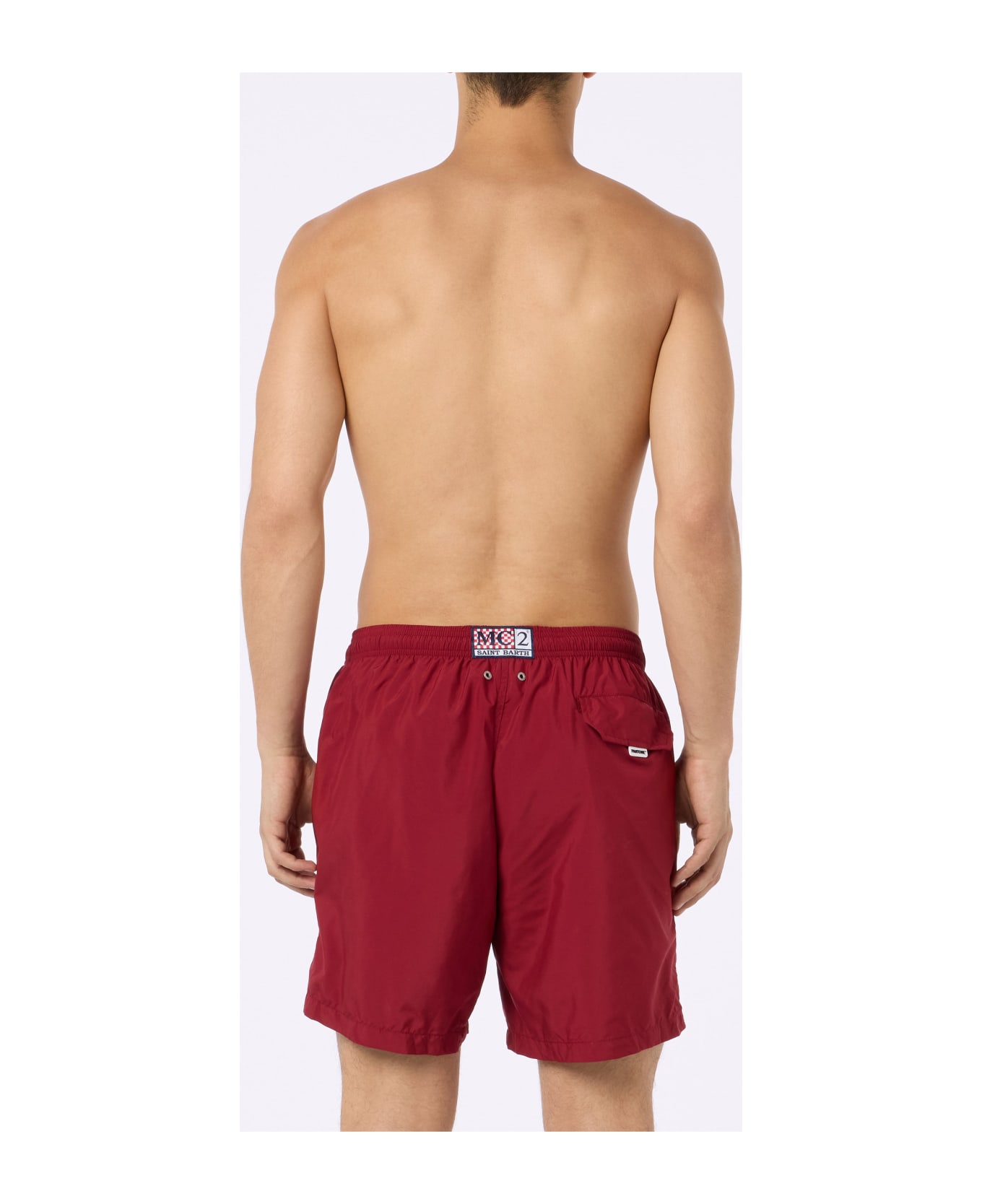 MC2 Saint Barth Man Lightweight Fabric Burgundy Swim Shorts Lighting Pantone | Pantone® Special Edition - RED