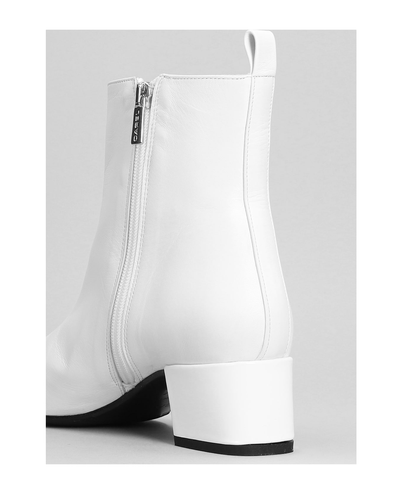 Carel Estime Bis Low Heels Ankle Boots In White Leather Italist Always Like A Sale 8656