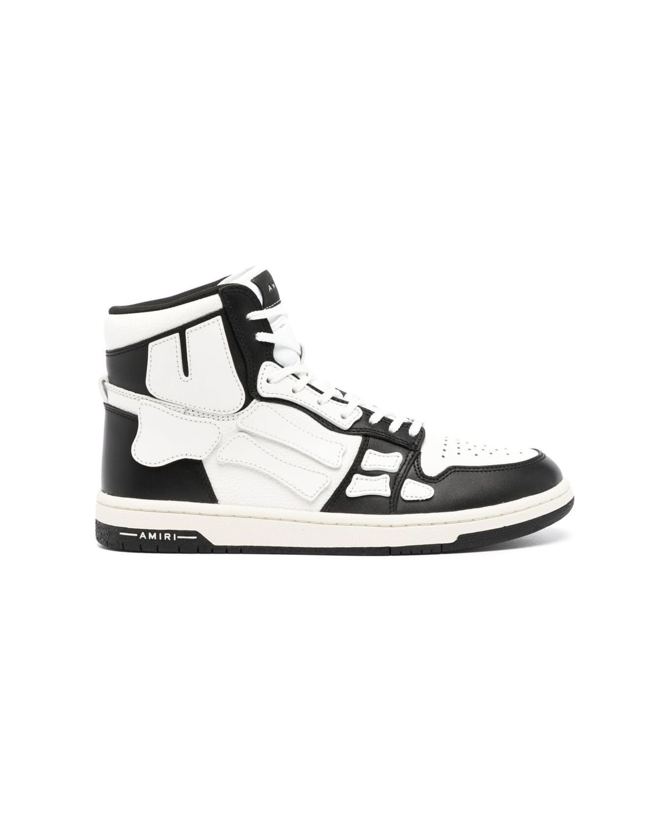 AMIRI Black And White 'skel Hi Top' Sneakers In Calf Leather Man - White/black