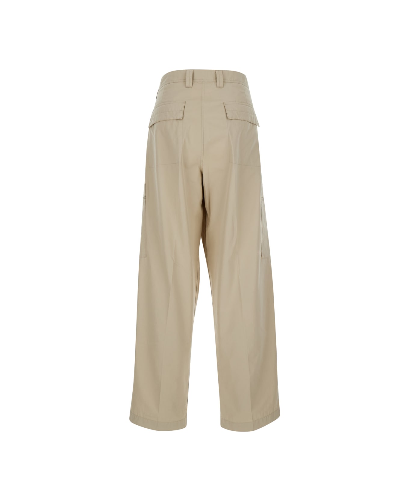 Stone Island Wide Leg Trousers With Compass Logo - Beige