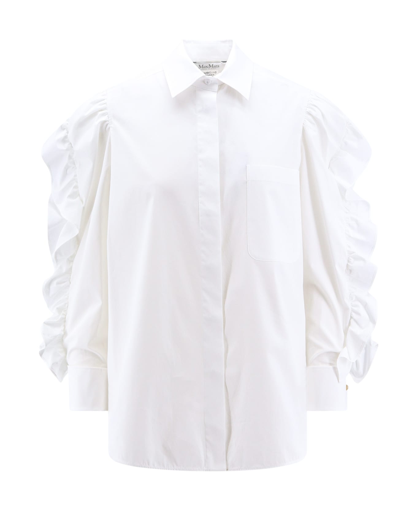 Max Mara Cotton Shirt With Rouches Detail - White