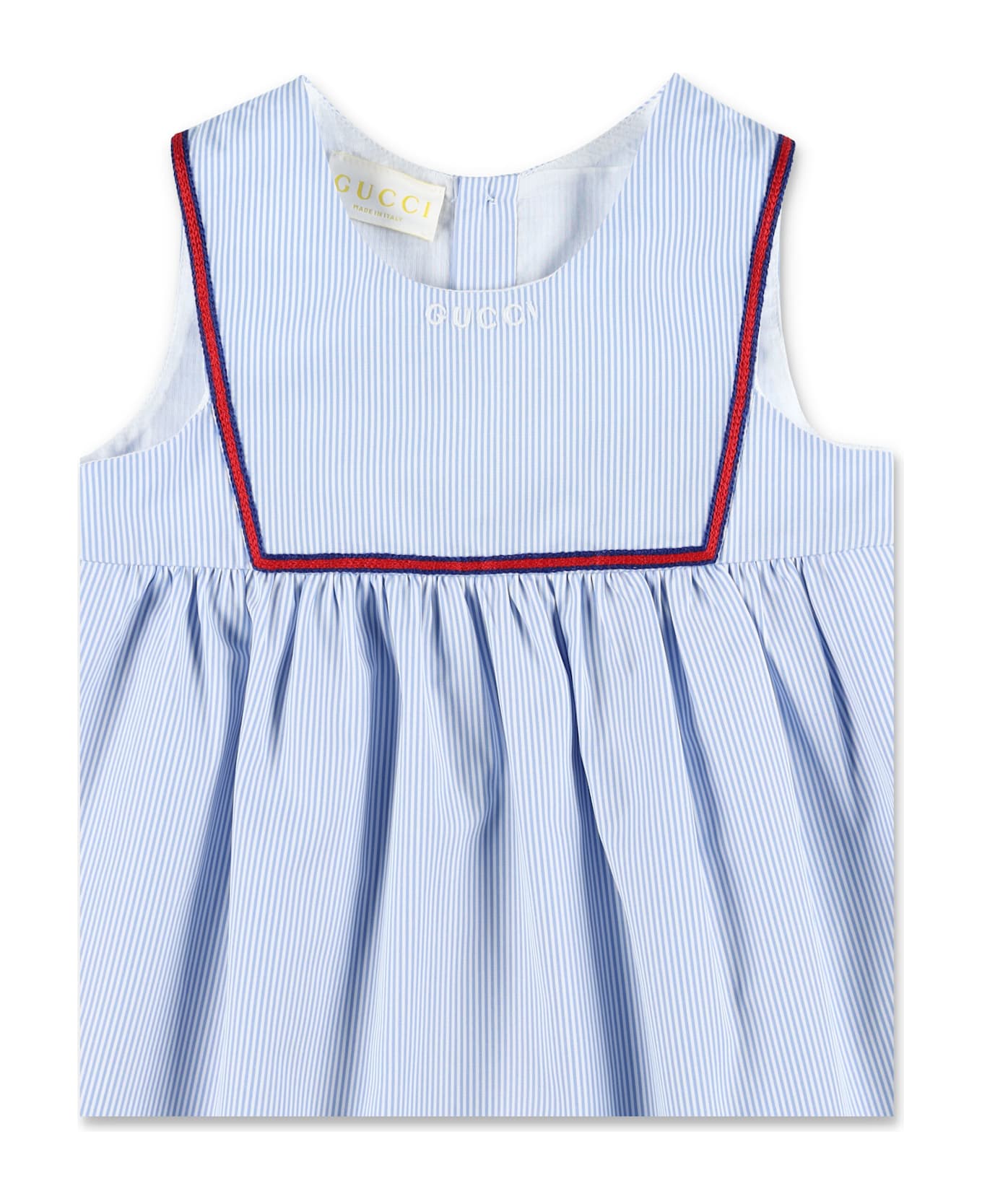 Gucci Kid - Embroidered Cotton Poplin Dress - LIGHT BLUE