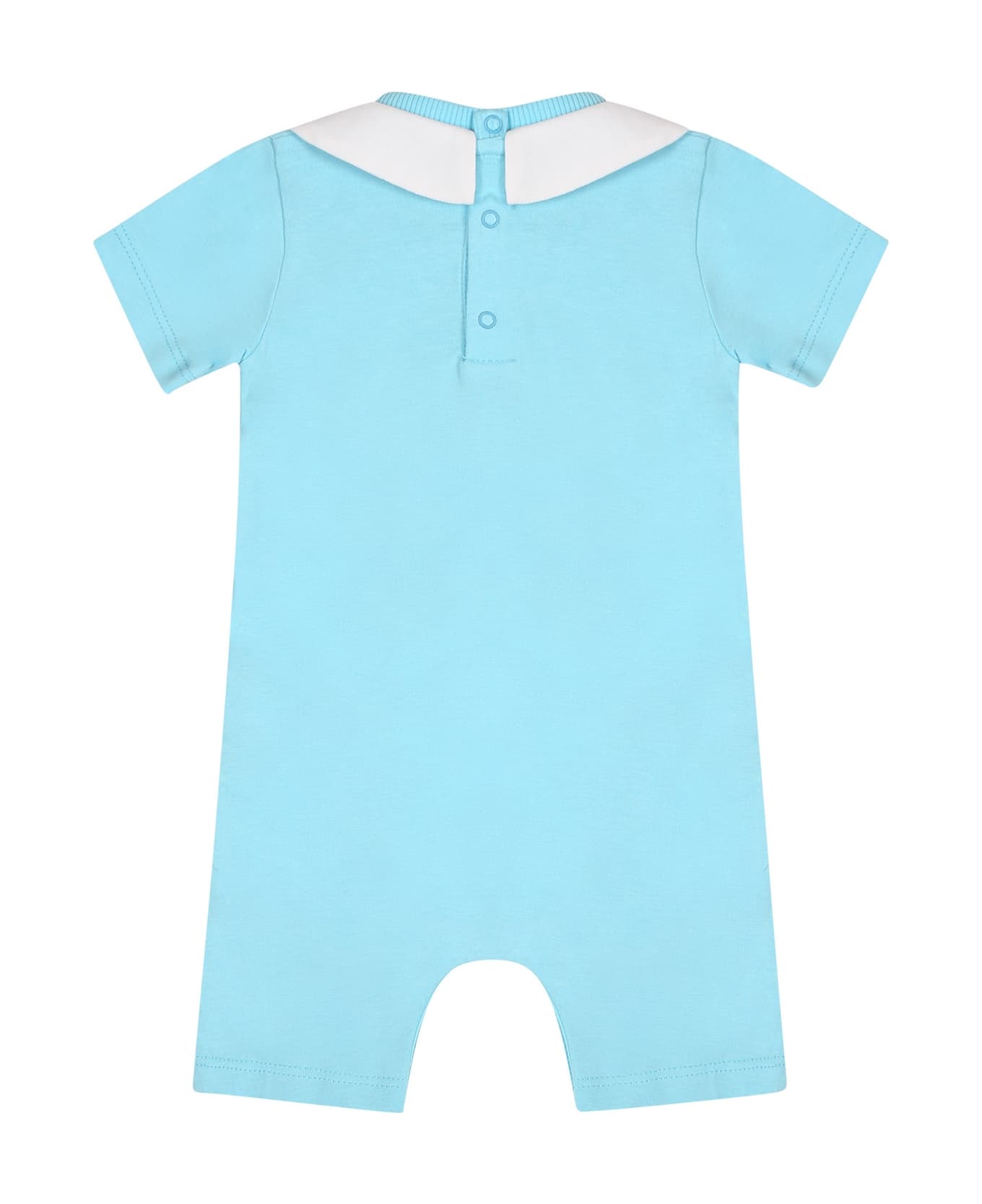 Moschino Light Blue Set For Baby Boy With Teddy Bear And Logo - Light Blue