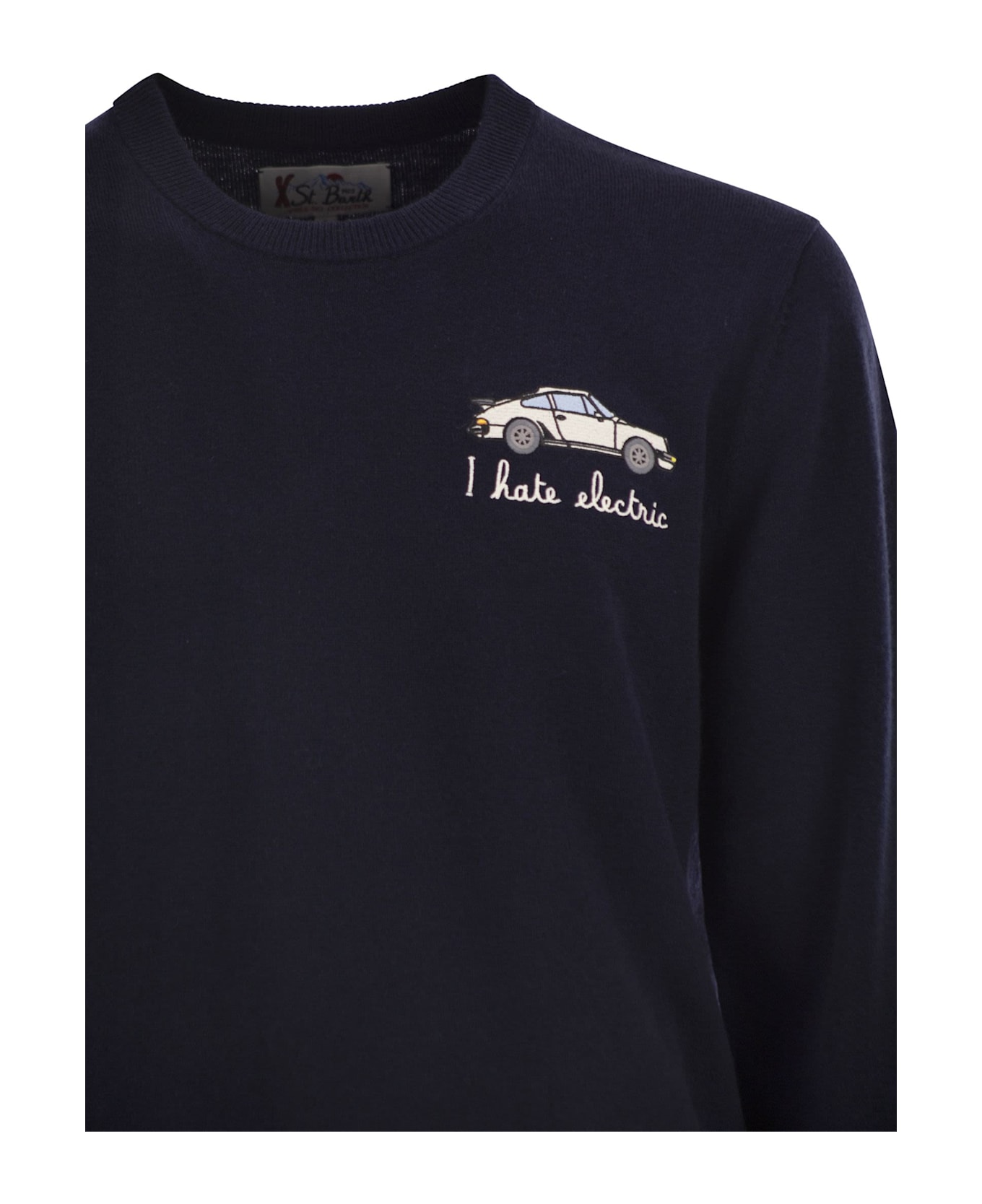 MC2 Saint Barth Heron - Crew Neck Jumper With Embroidery On The Chest - Blue