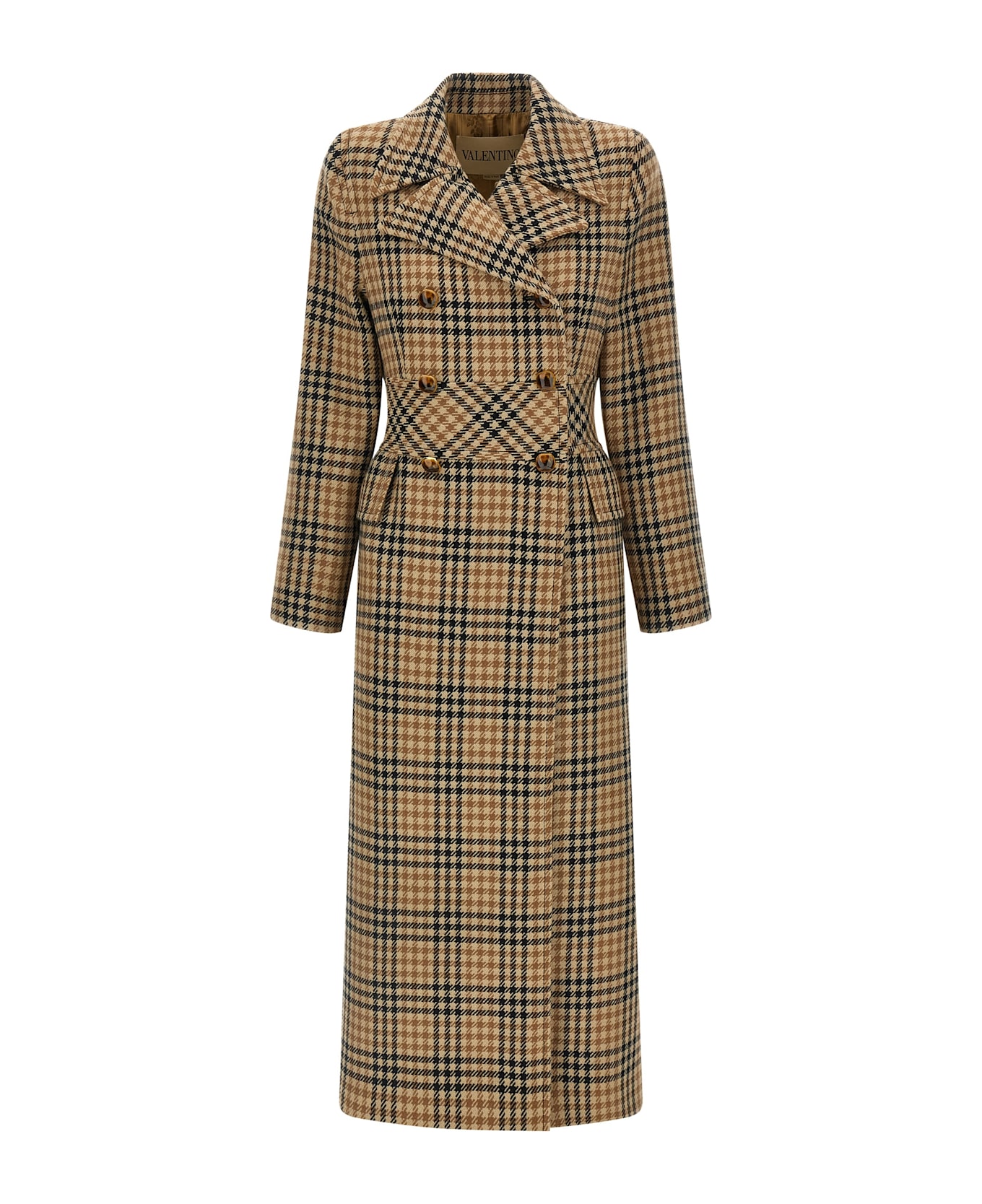 Valentino Garavani Houndstooth Wool Coat - Brown