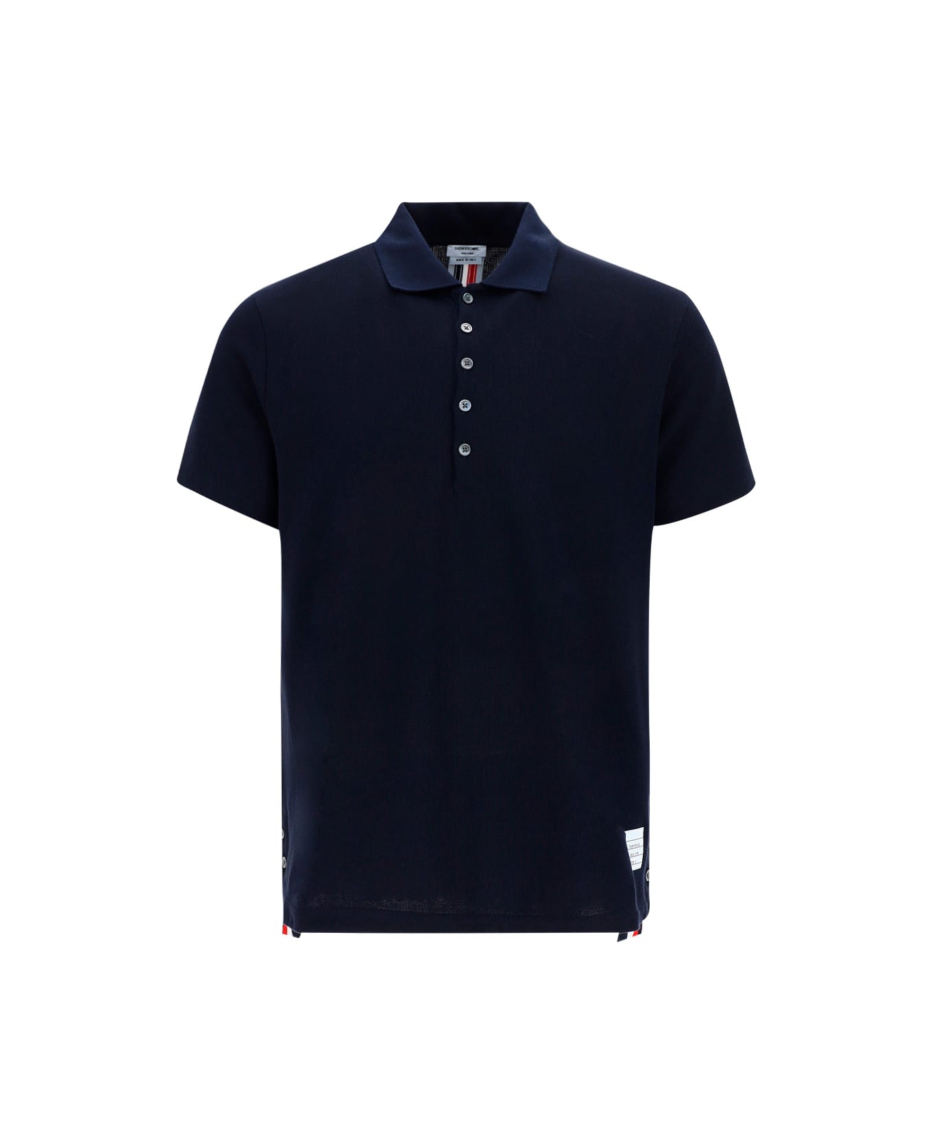 Thom Browne 'relaxed Fit Ss' Cotton Polo Shirt - BLUE