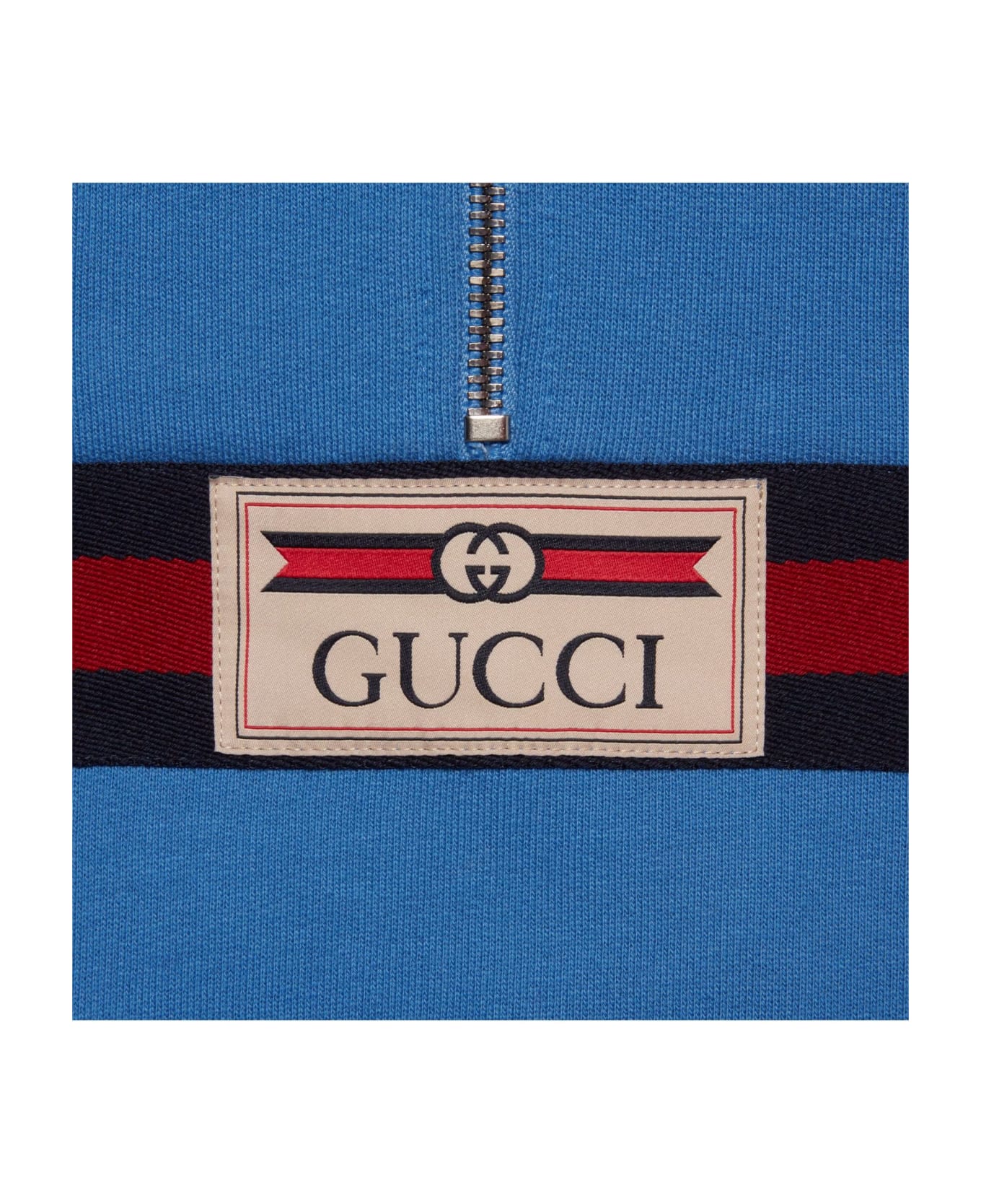 Gucci perforated Children's Cotton Jacket With Gucci perforated Label - LIGHT BLUE