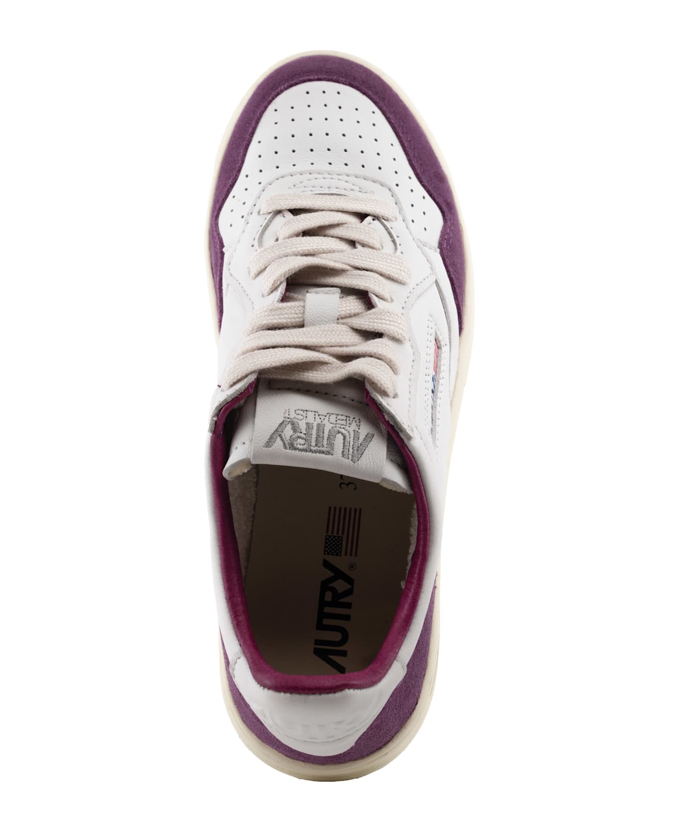 Autry Medalist Low Sneakers In Goatskin And Suede - Goat/suede wht/scrlt