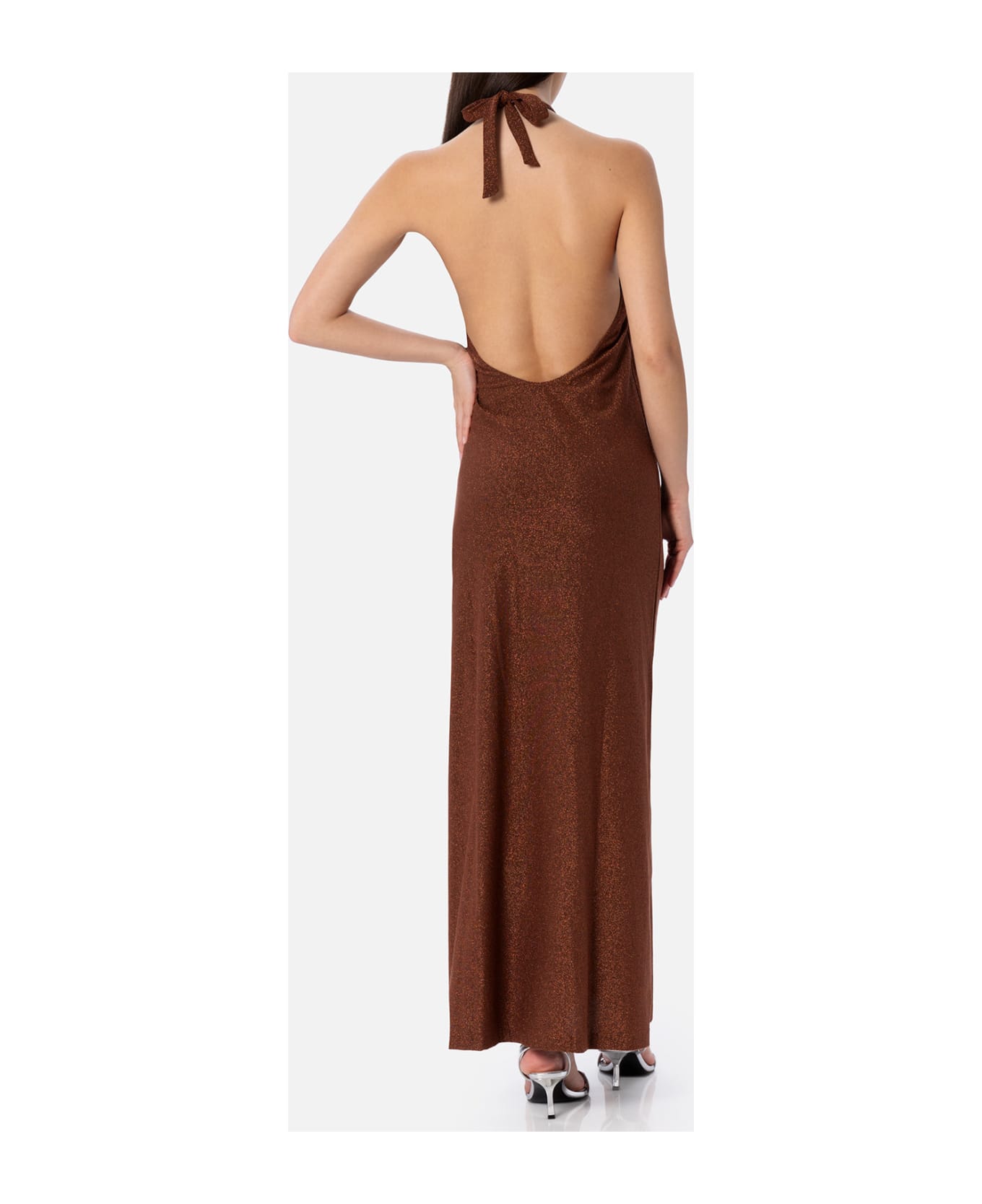 MC2 Saint Barth Lurex Brown Knitted Long Dress - BROWN