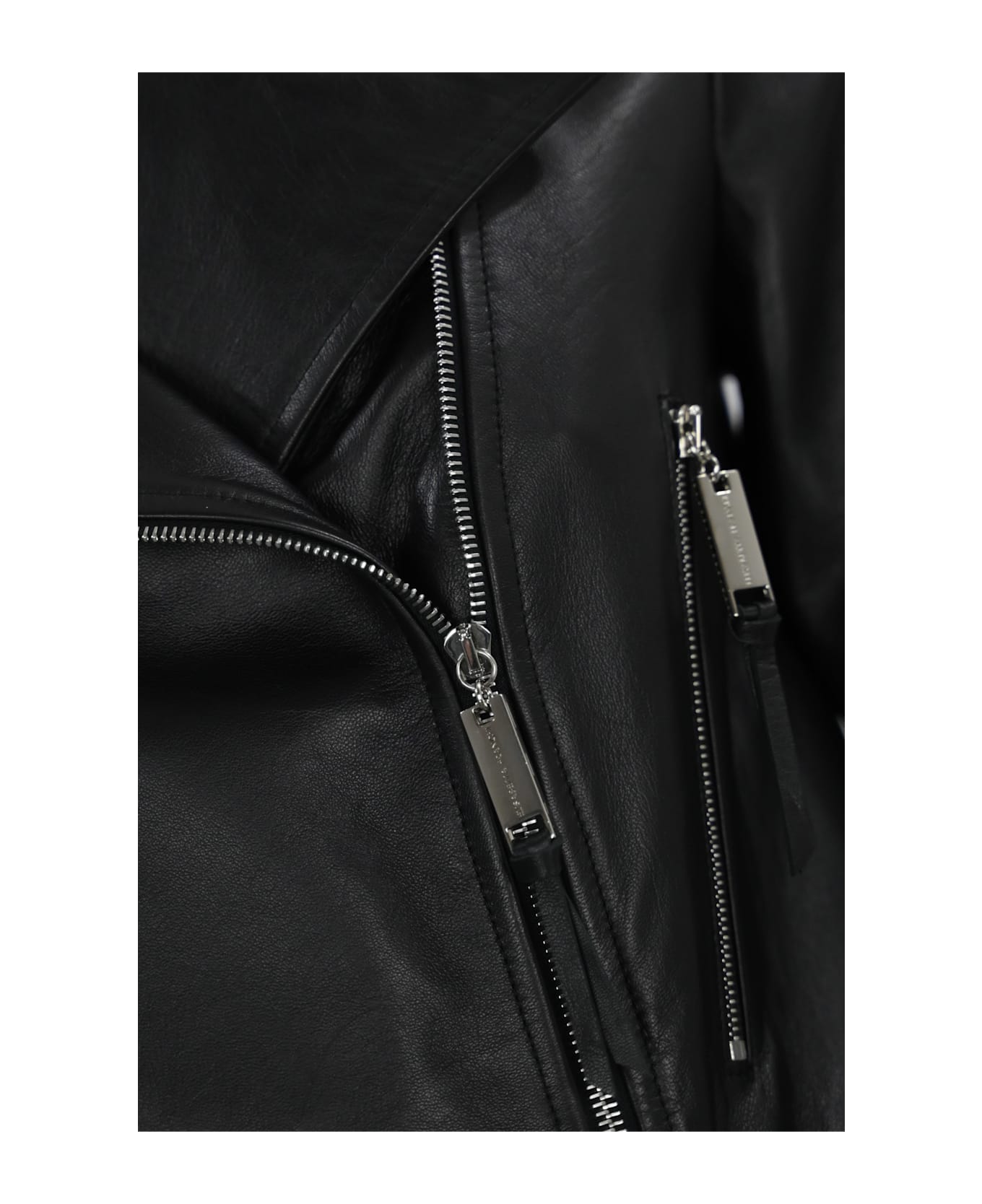 レザージャケット・コート Elisabetta Franchi Leather Biker Jacket Elisabetta Franchi - Belted leather jacket black - The Corner
