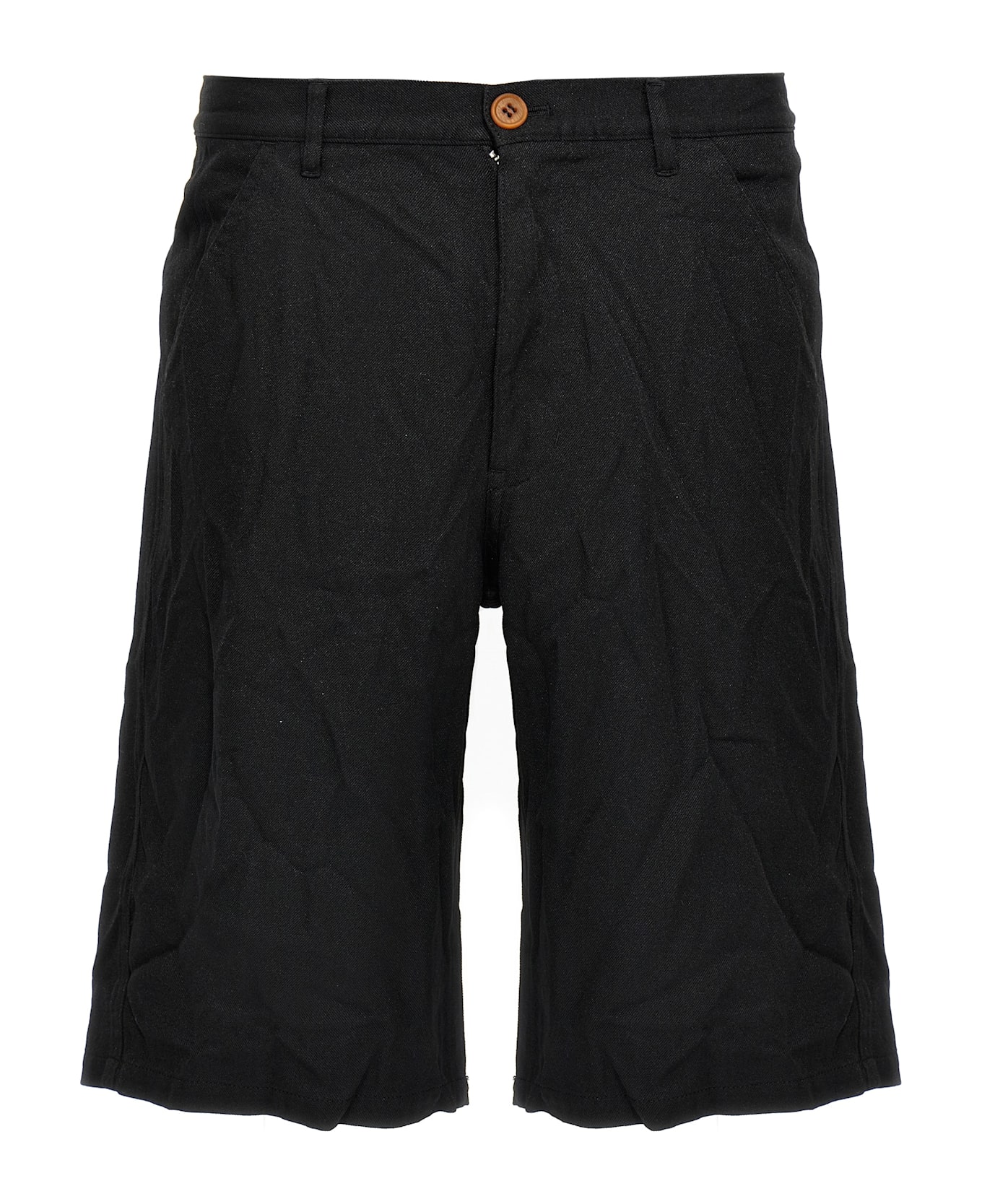 Comme des Garçons Shirt Crumpled Bermuda Shorts - Black  