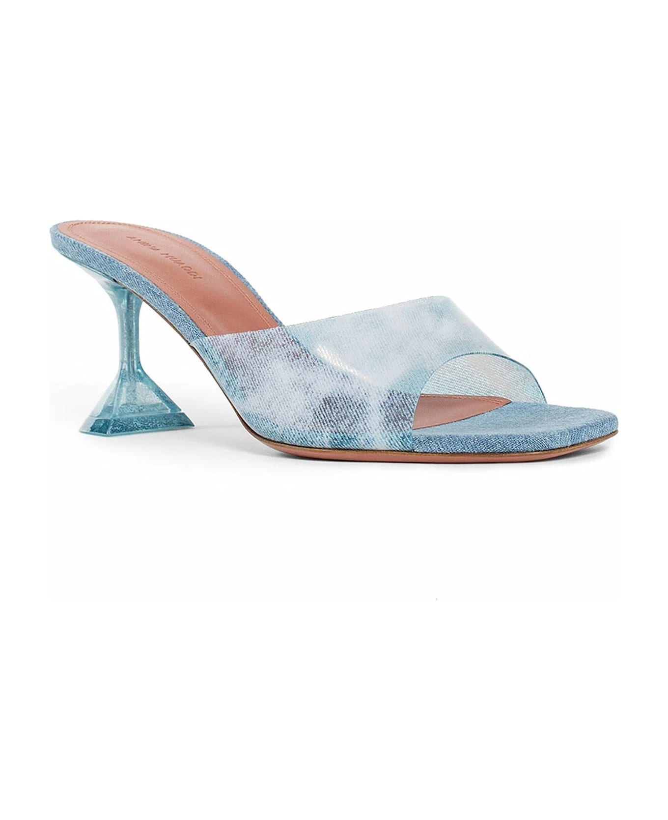 Amina Muaddi Lupita Glass Pvc Denim Mules - Blue