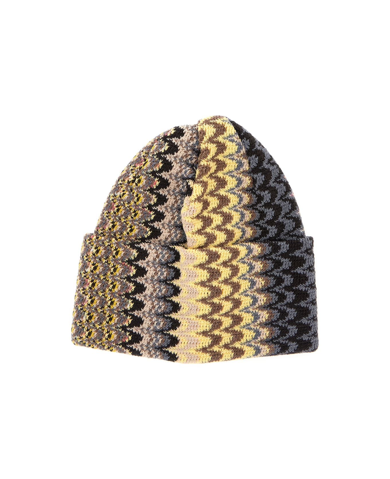 Missoni Multicolor Beanie With Zig Zag Motif In Wool Woman - Multicolor