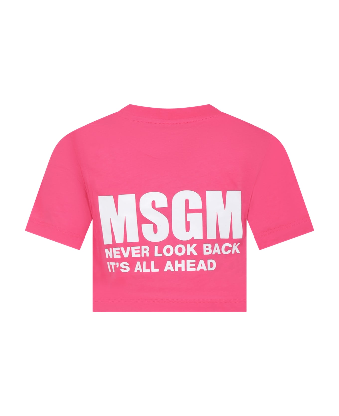 MSGM Fuchsia T-shirt For Girl With Logo - Fucsia