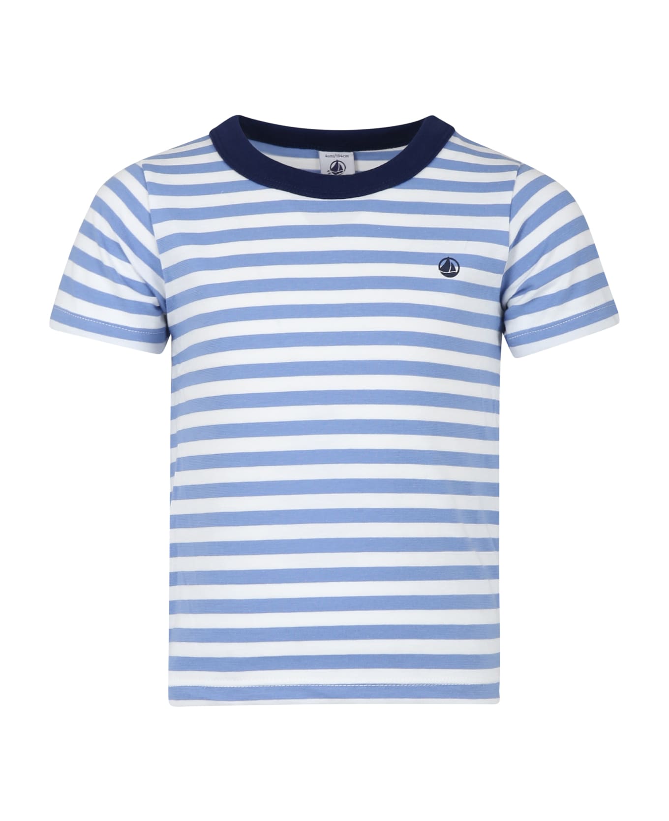 Petit Bateau Light Blue T-shirt For Boy With Stripes - Light Blue