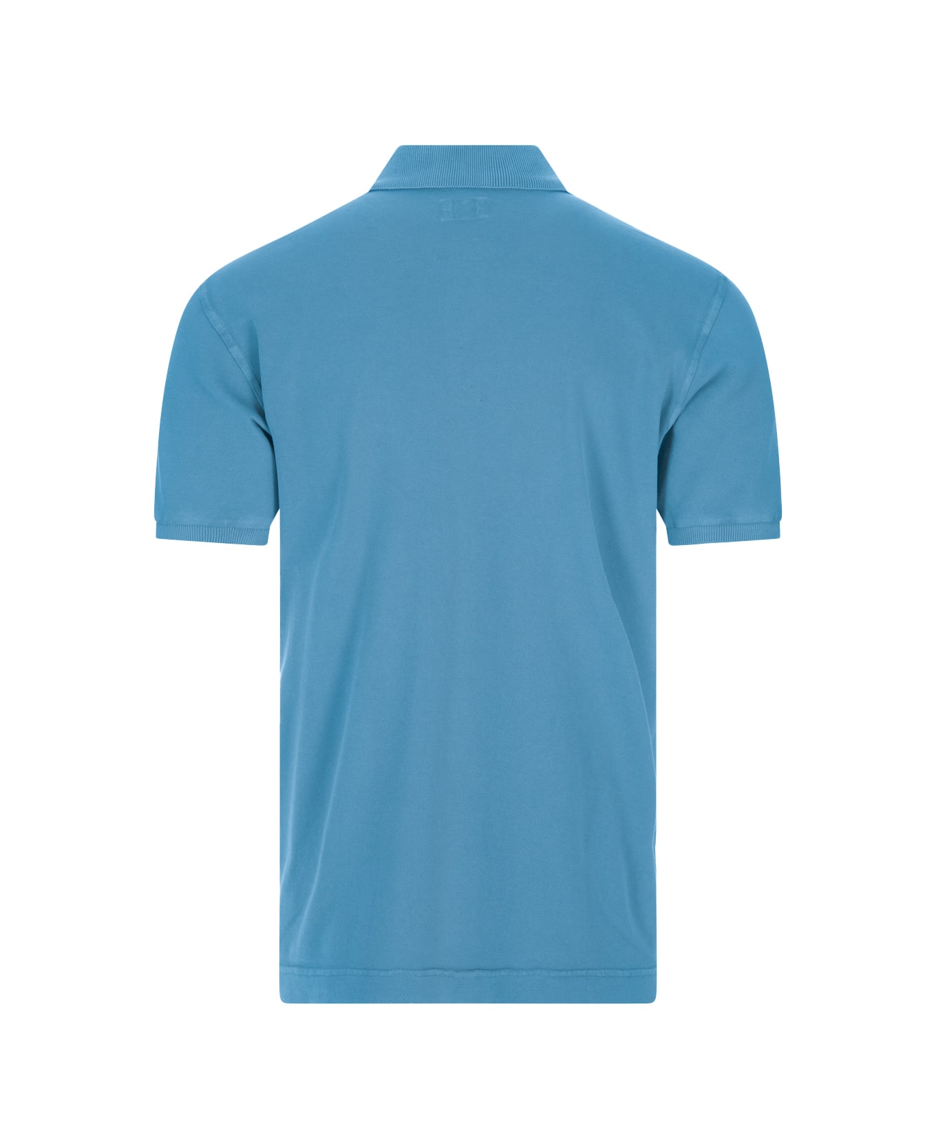 Fedeli Light Blue Cotton Pique Polo Shirt - Blue