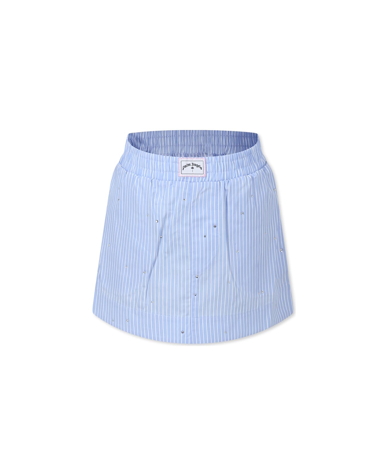 Palm Angels Light Blue Skirt For Girl With Logo - Light Blue
