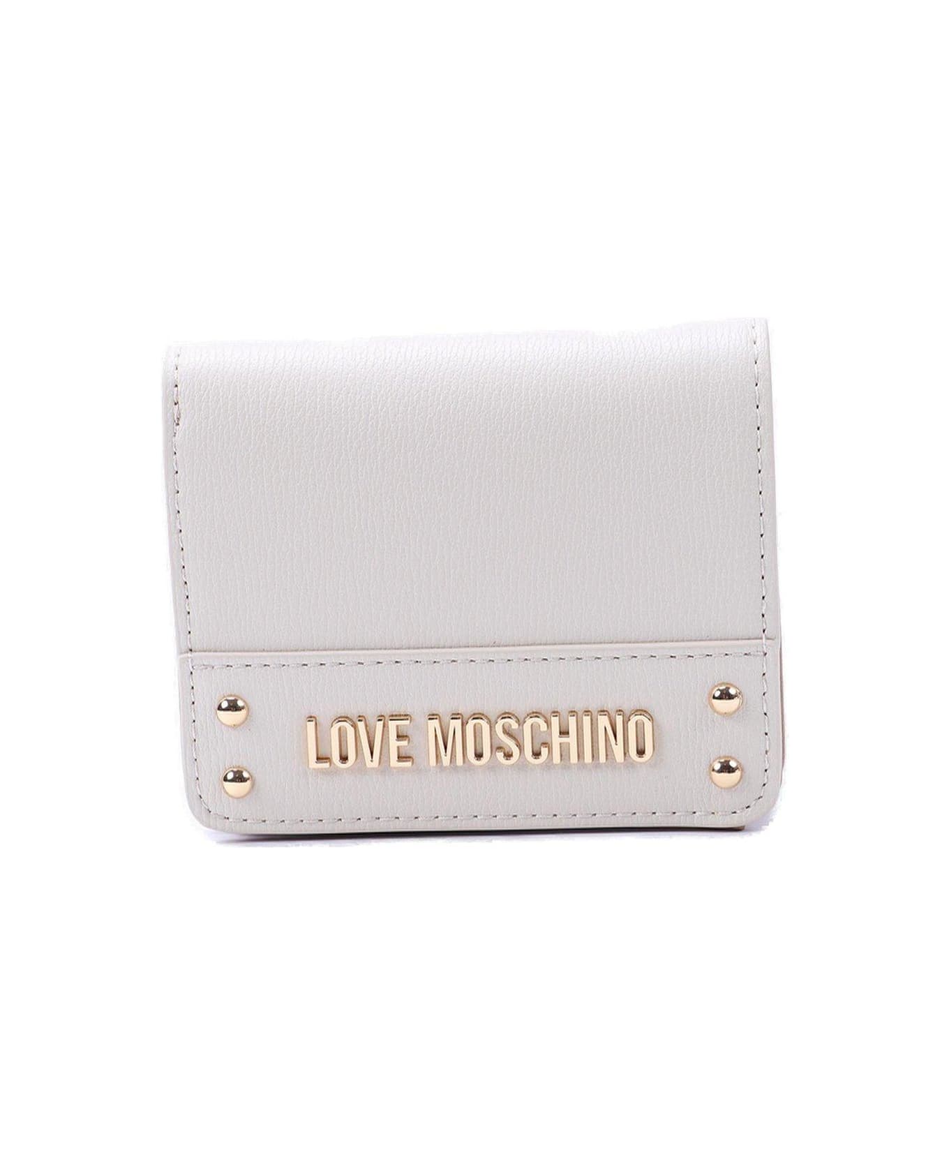Love Moschino Logo-plaque Press-stud Fastened Bi-fold Wallet - Avorio 財布
