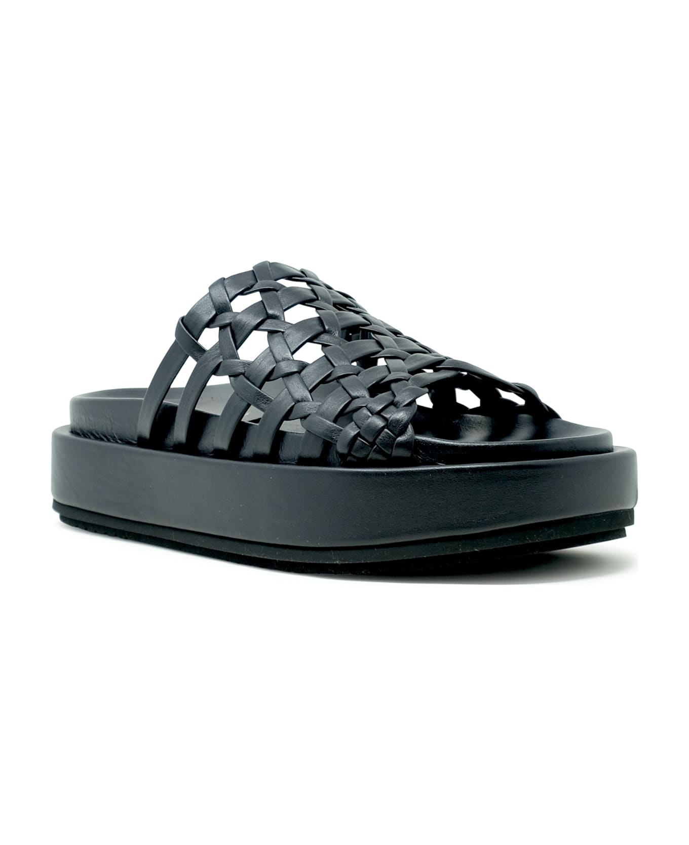 Paloma Barceló Paloma Barcelo Leather Nadira Flat Sandals - BLACK