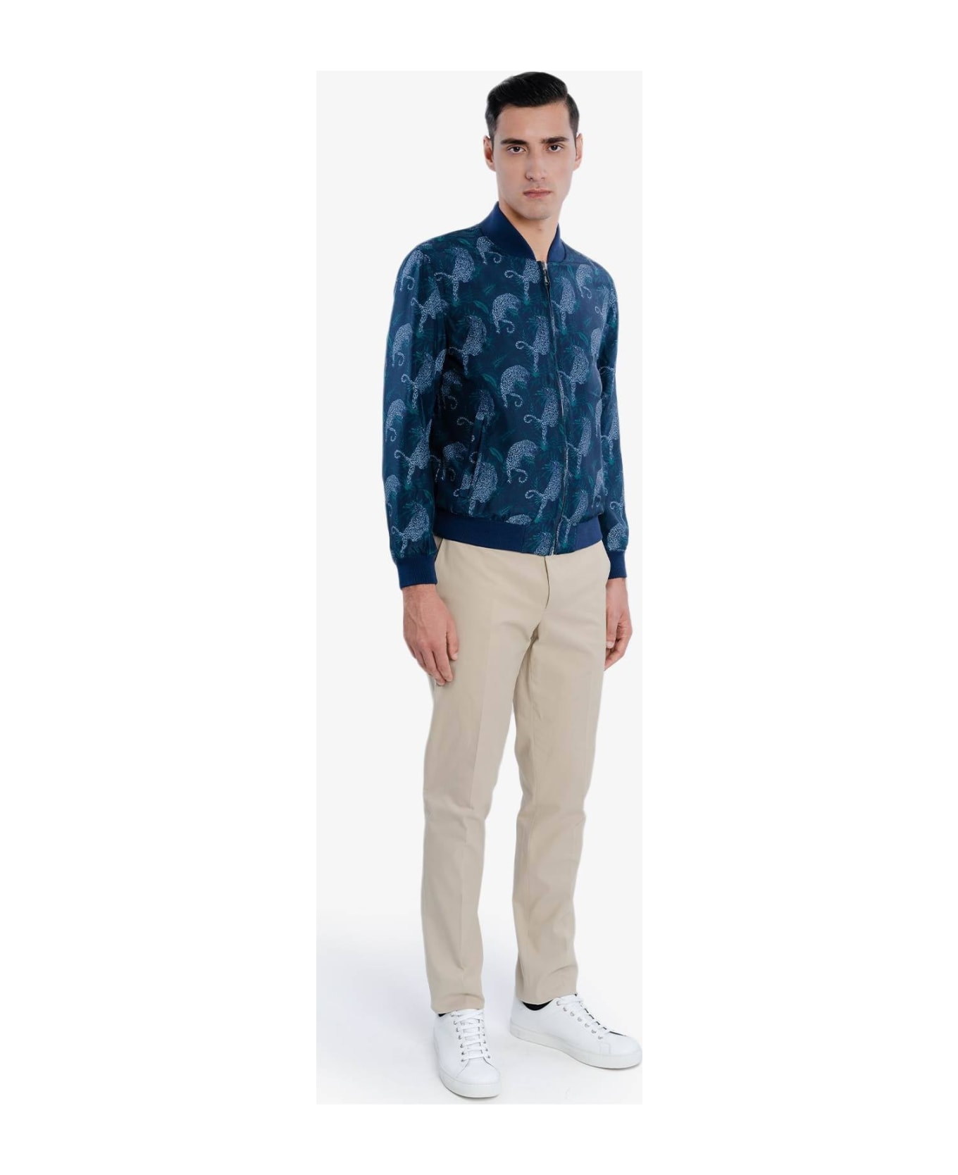 Larusmiani Bomber Pink Panther Down Jacket - Blue Cheetah