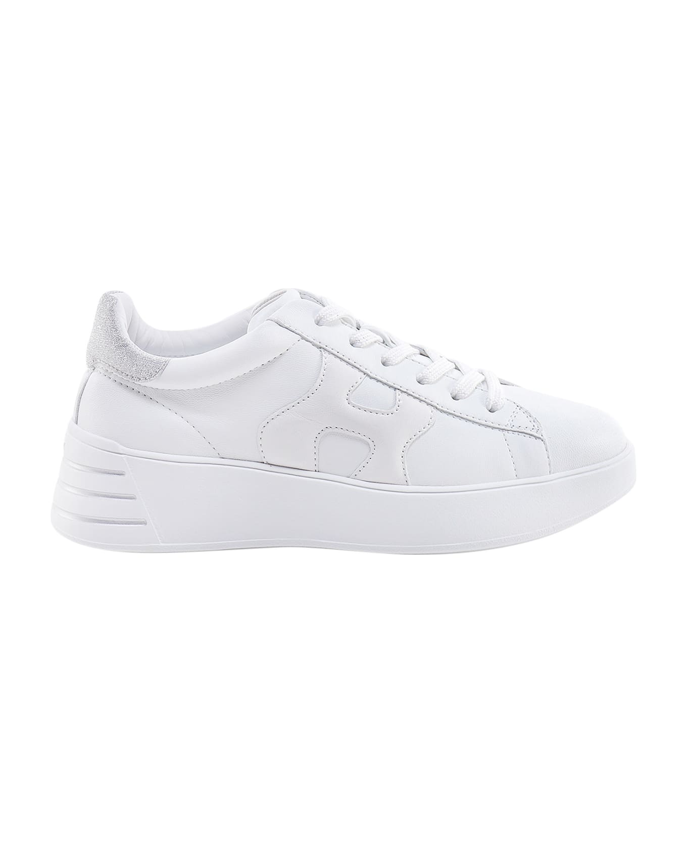 Hogan Leather Sneakers With Glittered Patch - White