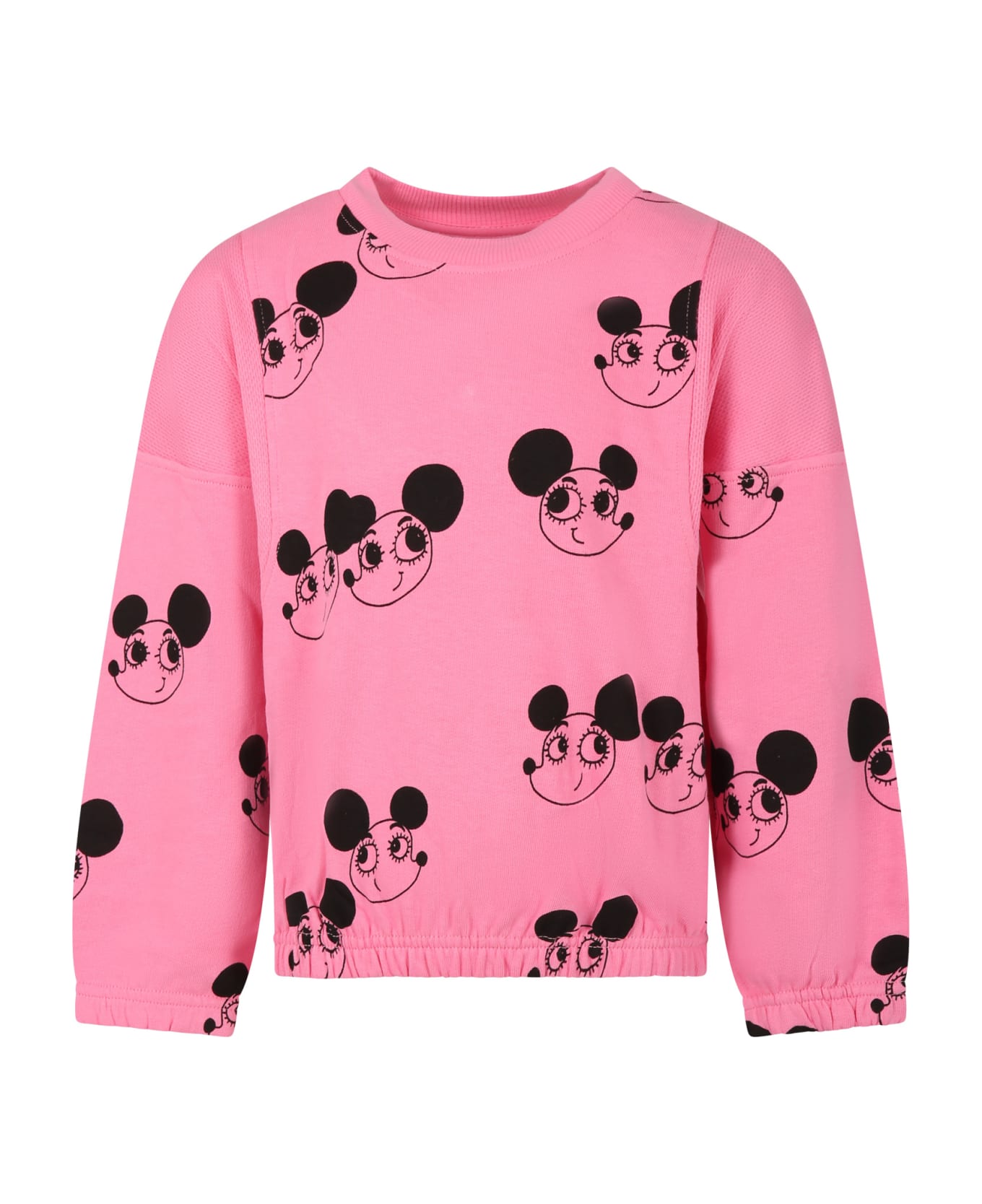 Mini Rodini Pink Sweatshirt For Girl With Mice - Pink ニットウェア＆スウェットシャツ