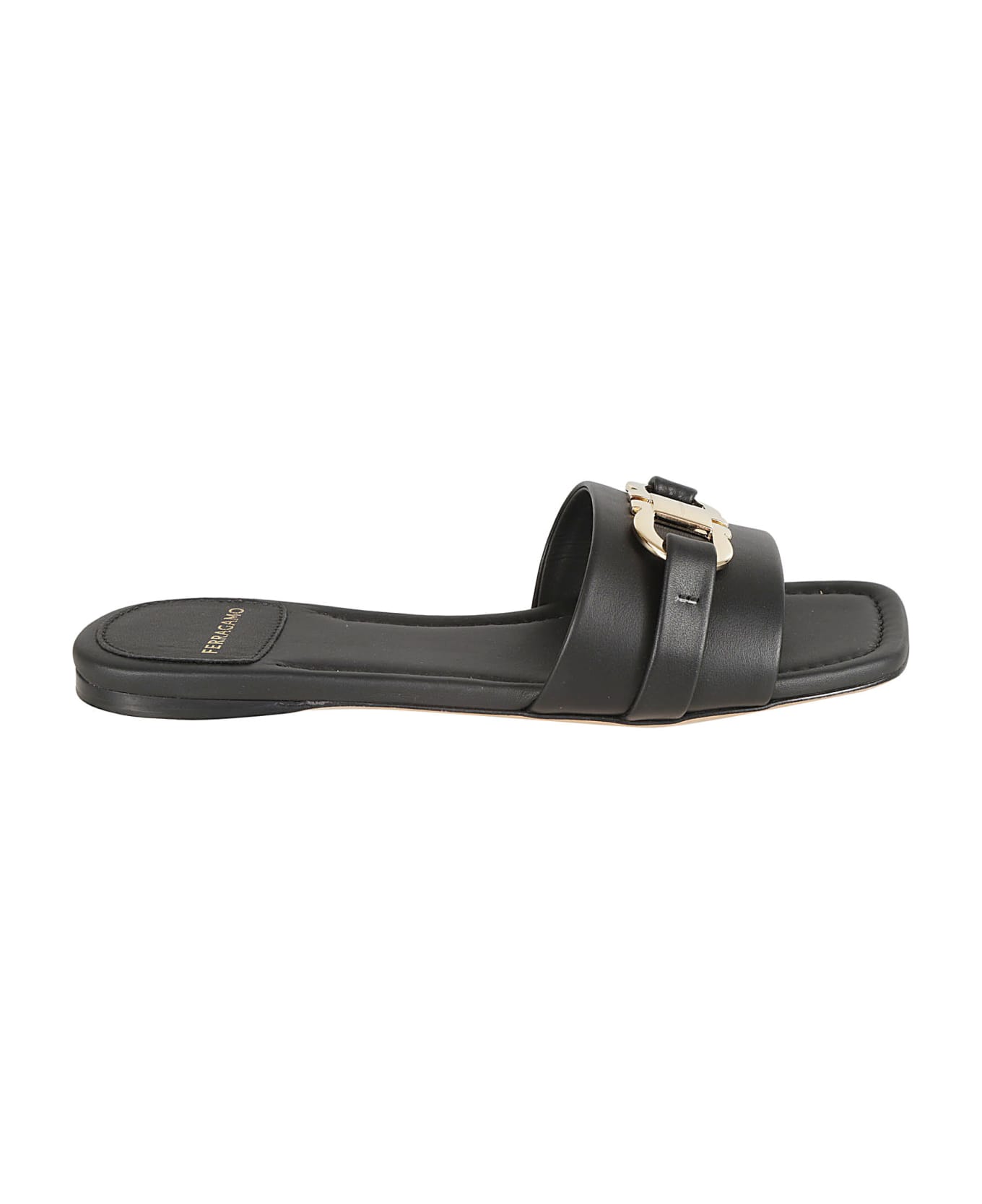 Ferragamo 'slide Gancini' Sandals - Black  