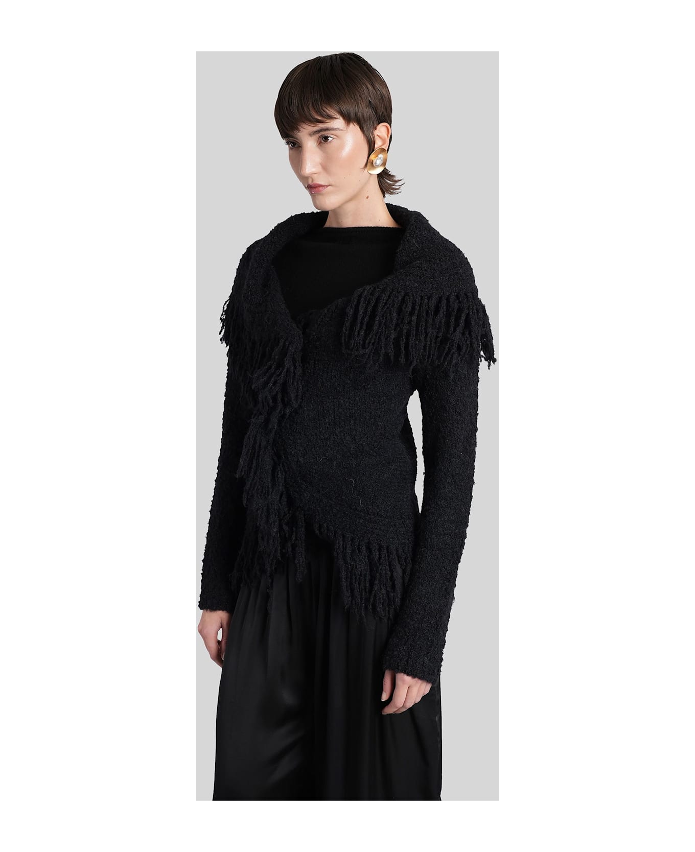 Cult Gaia Michelle Cardigan In Black Wool - black