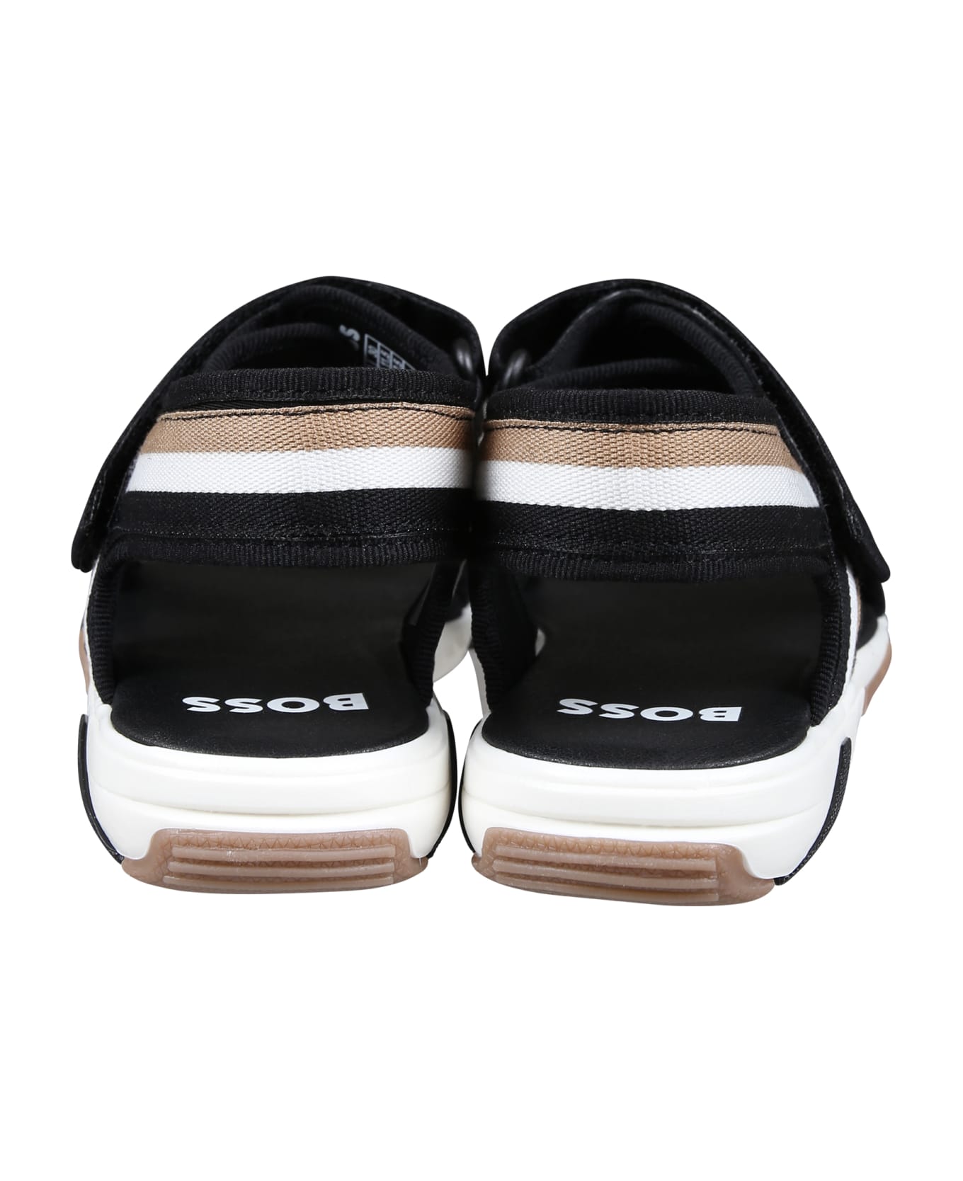 Hugo Boss Blaxk Sandals For Boy With Logo - Black