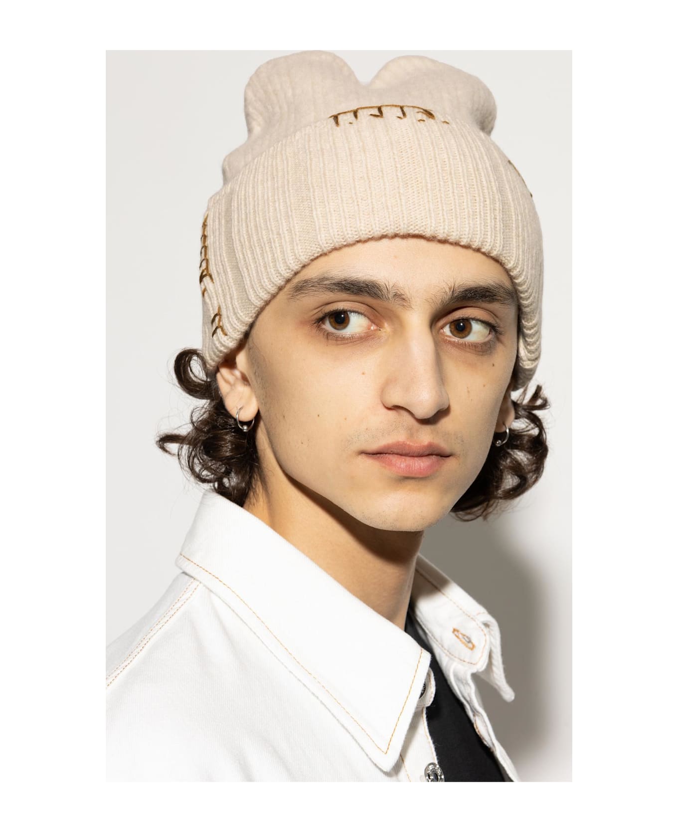 Marni Wool Beanie With Stitching - SOFT BEIGE
