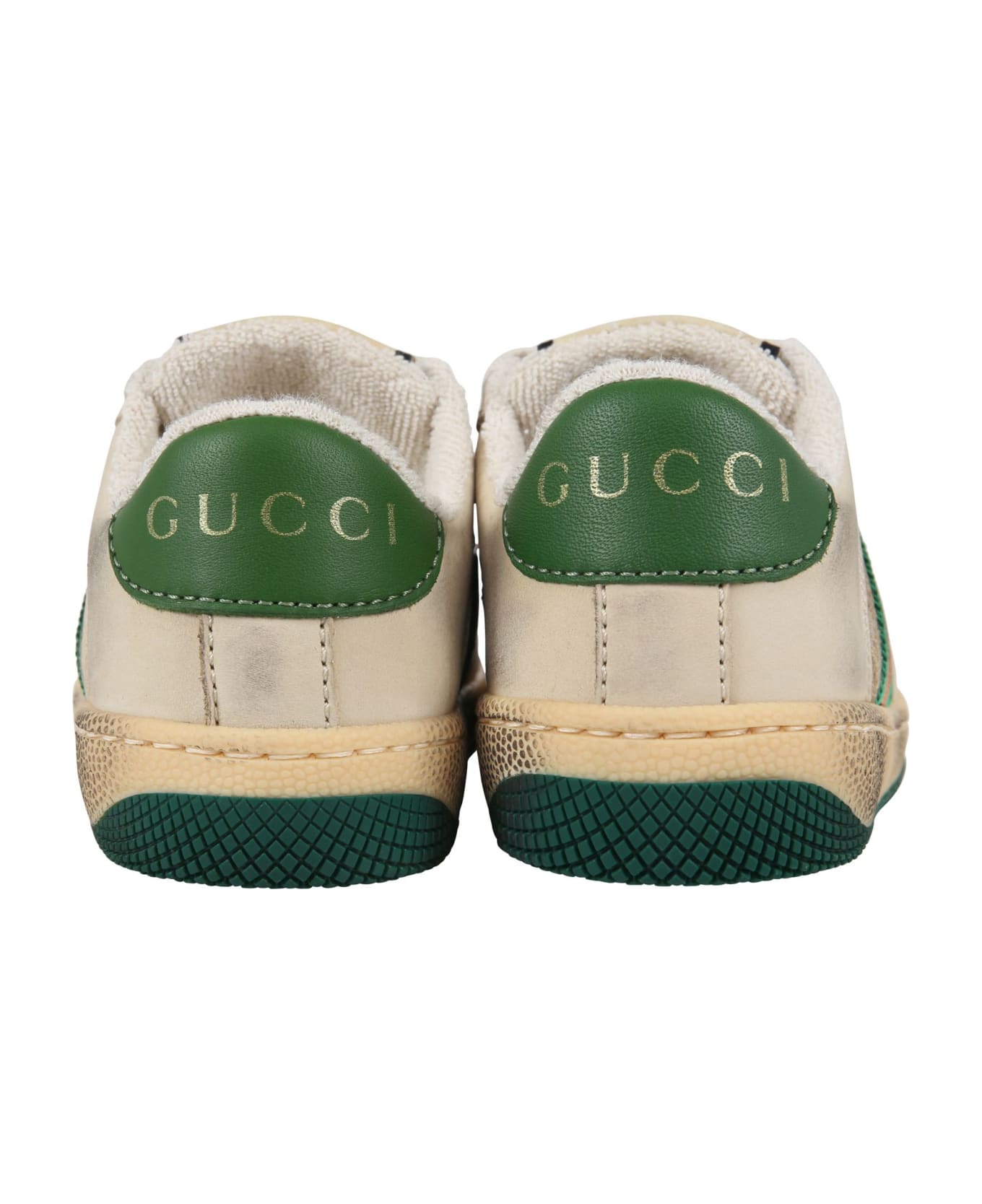 Gucci Beige Sneakers "screener Gg" For Kids - White シューズ