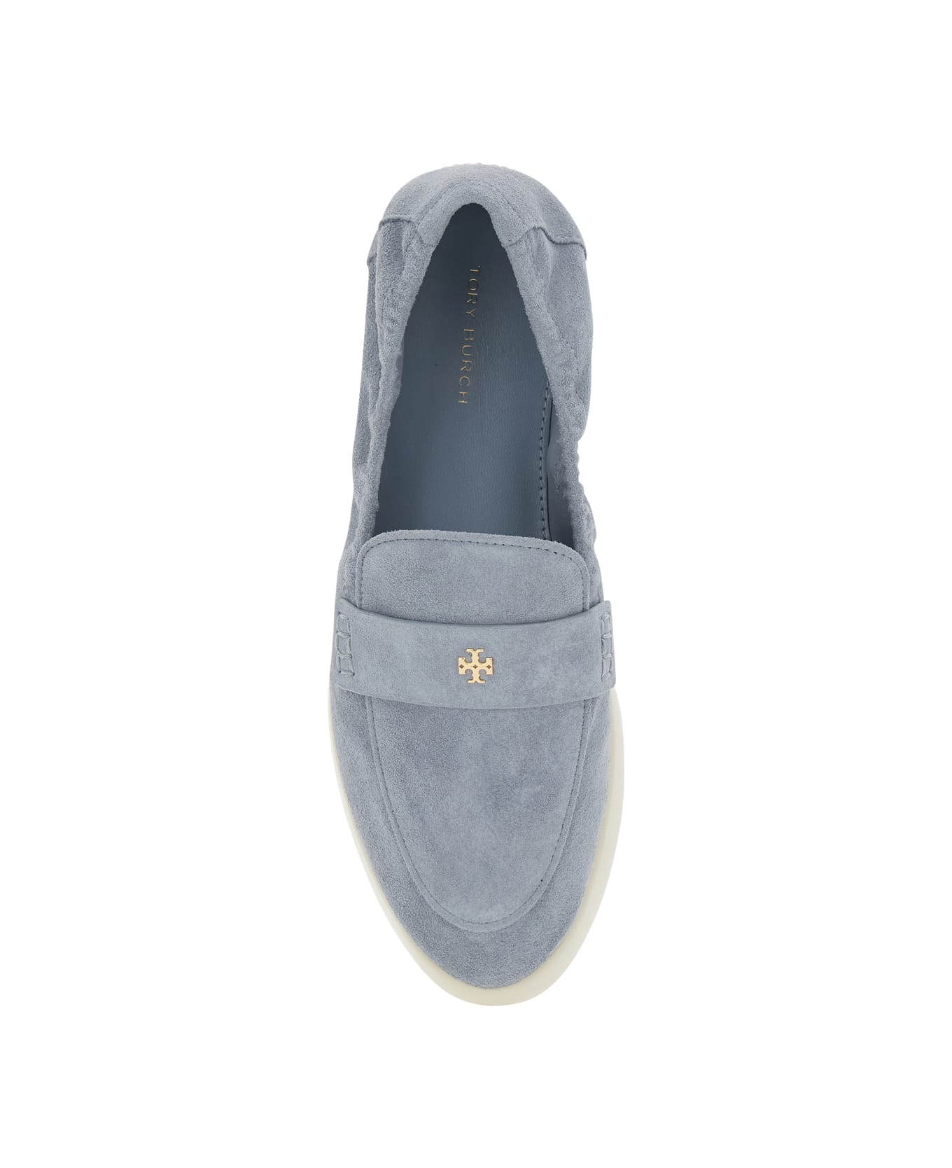 Tory Burch Light Blue Loafers With Logo Plaque On The Front And Slip-on Design In Suede Woman - Light blue