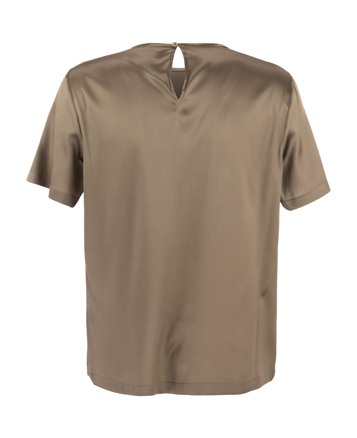 Peserico Silk Satin T-shirt - Camel