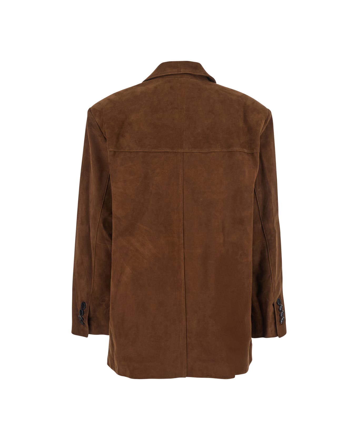 Dunst Brown Single-breasted Jacket With Classic Lapels In Suede Woman - Brown