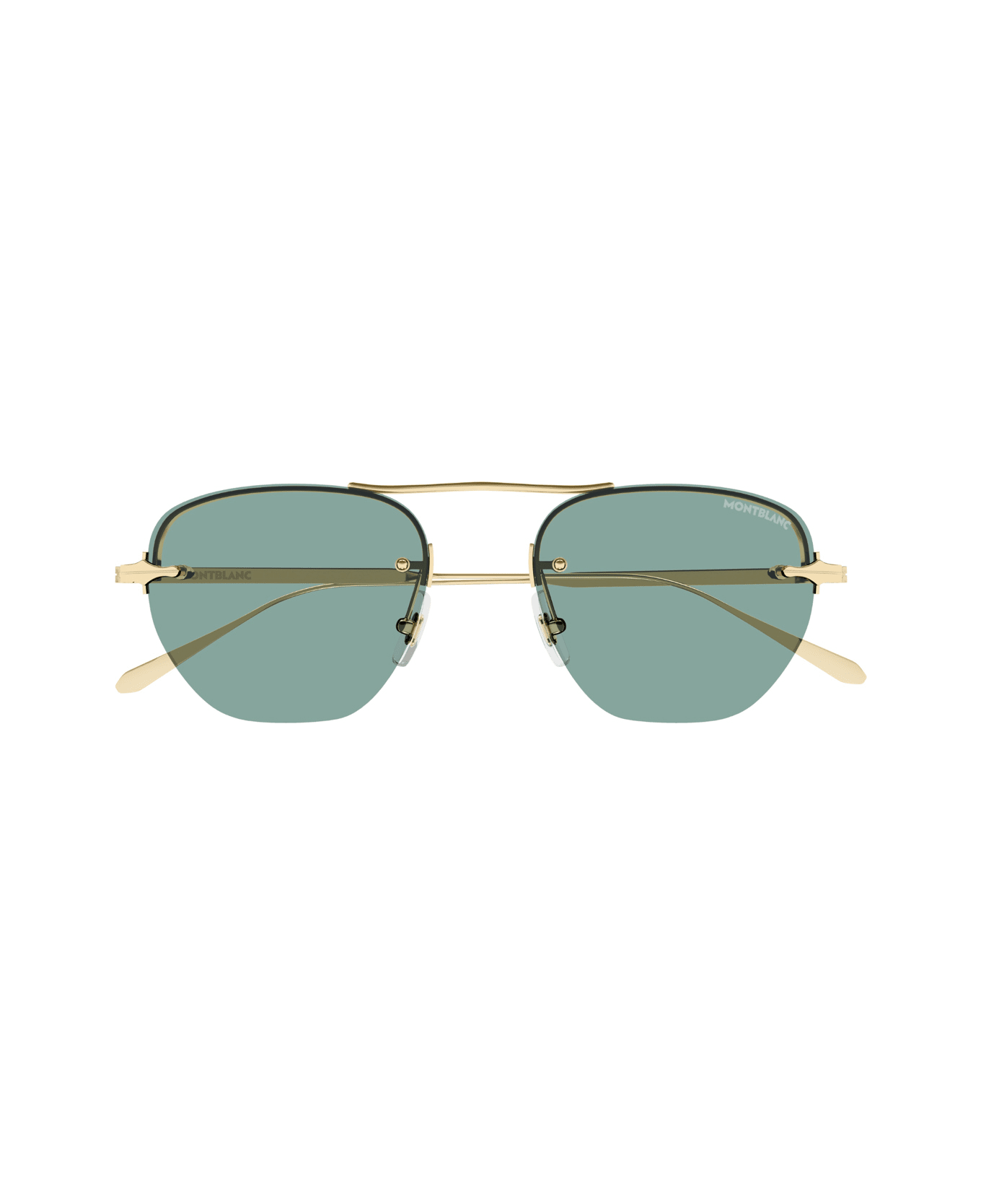 Montblanc Mb0404s Linea Nib 003 Gold Green Sunglasses - Oro