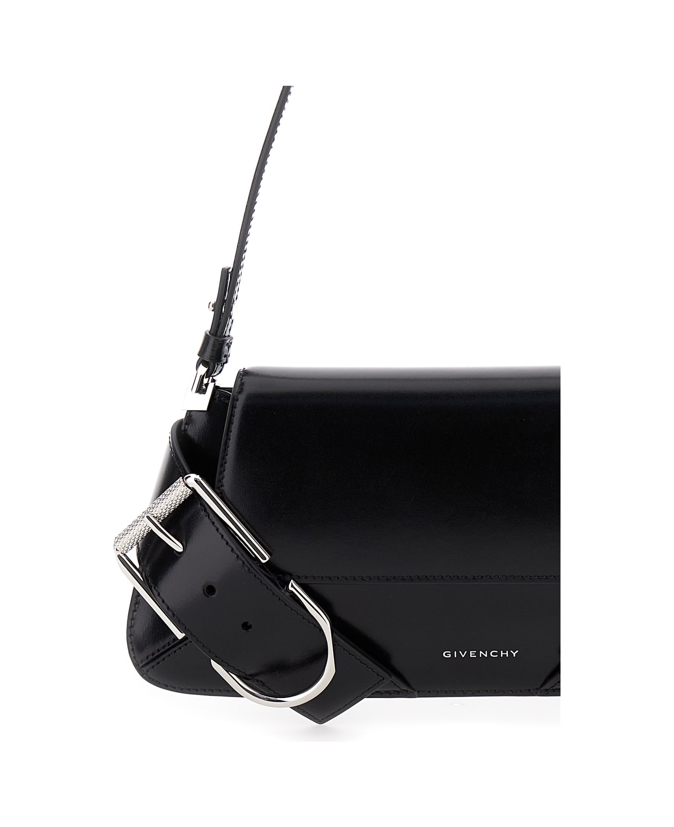 Givenchy 'voyou' Black Shoulder Bag With Buckles And Logo In Leather Woman - Black