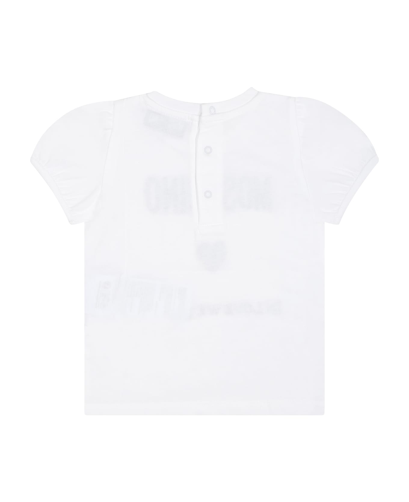 Moschino White T-shirt For Baby Girl With Logo - White