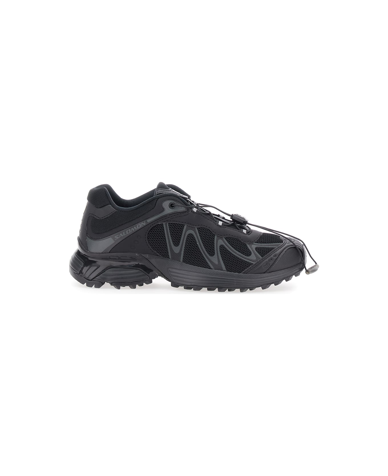 Salomon 'xt-whisper' Black Sneakers With Printed Logo On The Side And Drawstring Closure In Fabric Unisex - Black