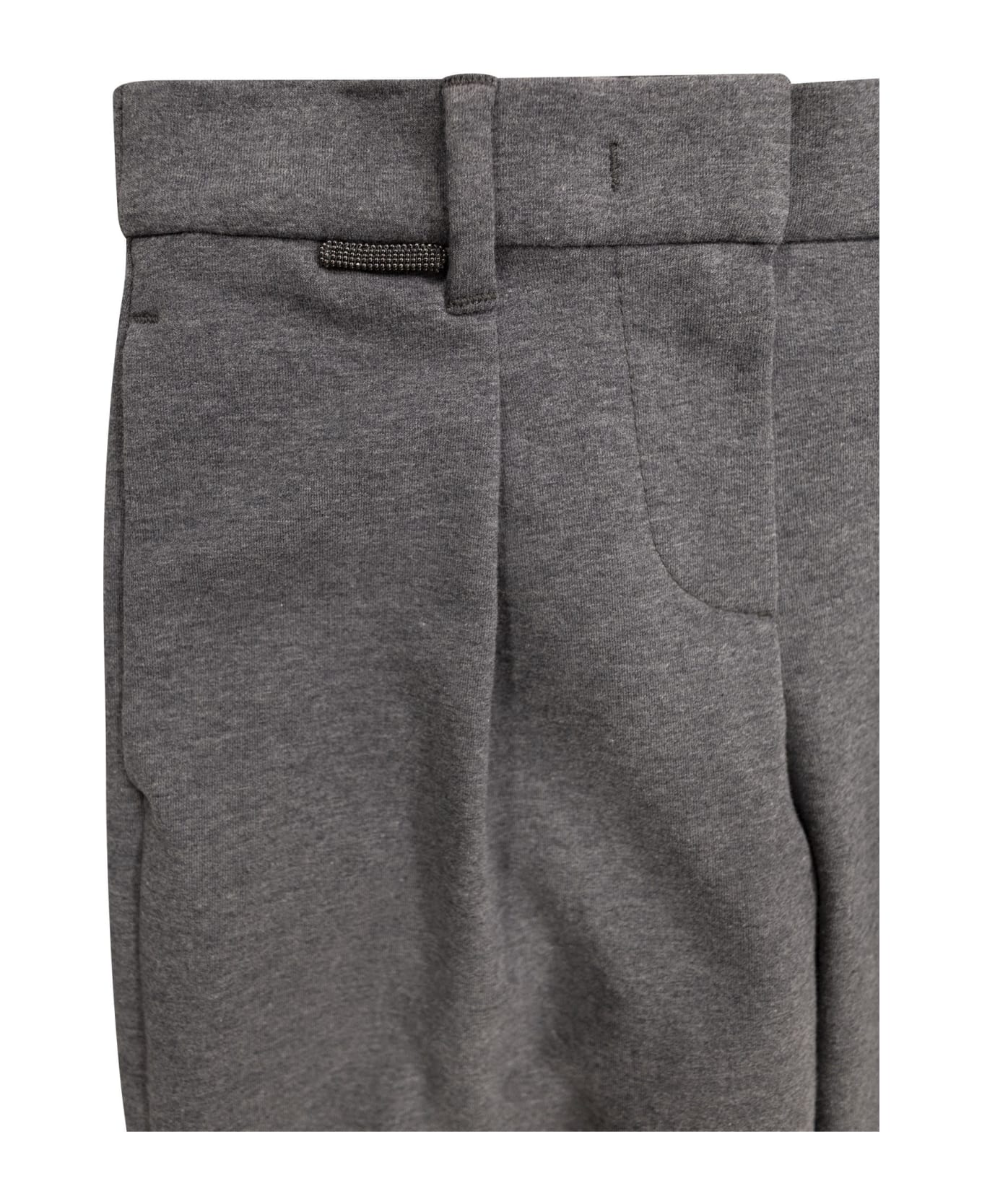 Brunello Cucinelli A-line Trousers In Light Stretch Cotton Fleece With Moniline - Plum