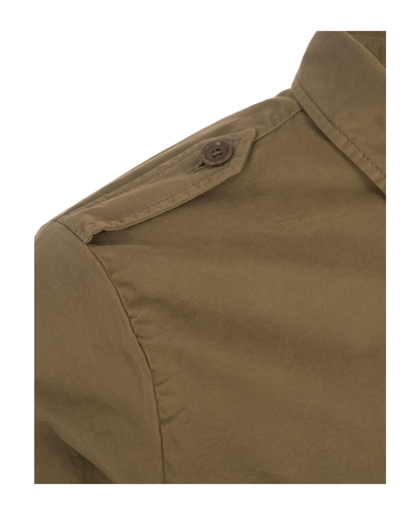 Aspesi Lichen Cotton Gabardine Military Shirt - Green